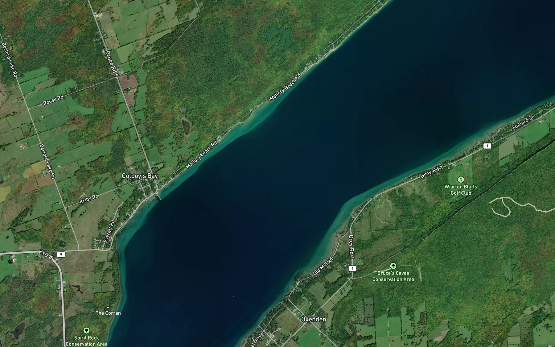 Satellite map of the Colpoy's Bay