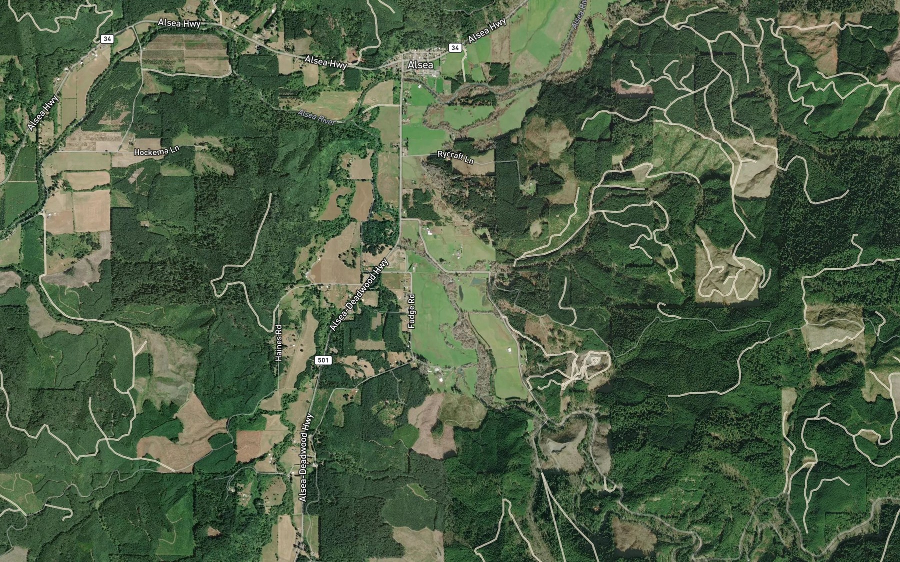 Satellite map of the Headrick Creek