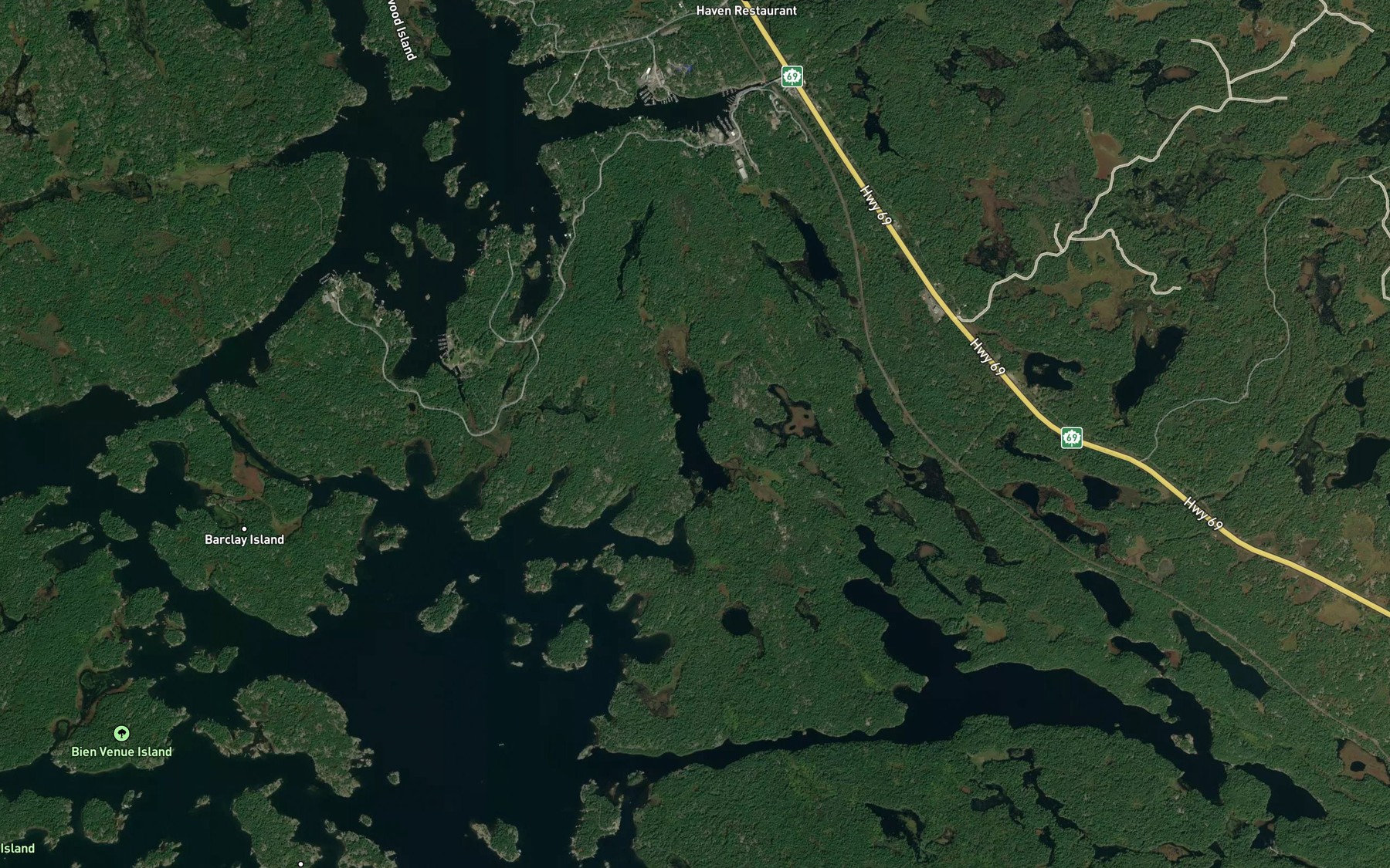 Satellite map of the Lost Tower Lake