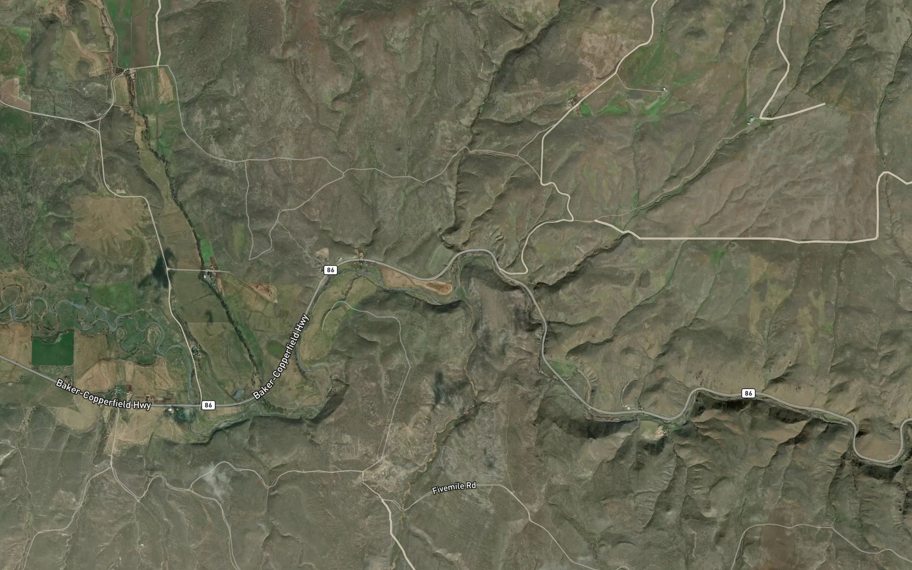 Satellite map of the Love Creek