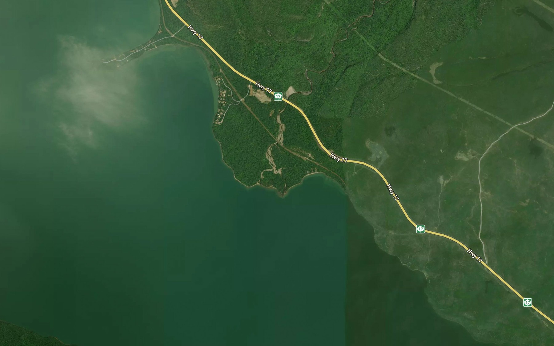 Satellite map of the Jackpine River