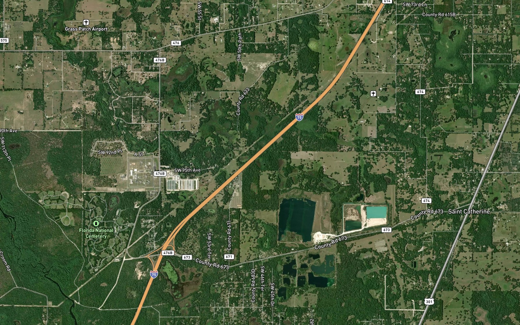 Satellite map of the Flag Pond