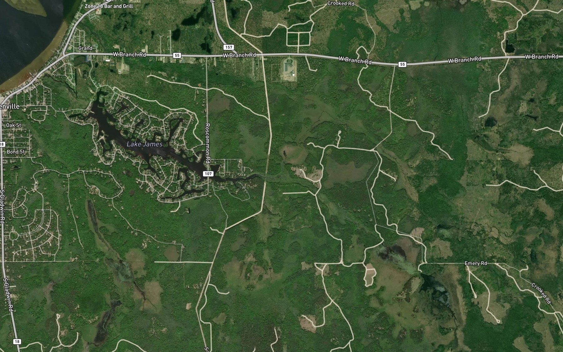 Satellite map of the North Branch Denton Creek