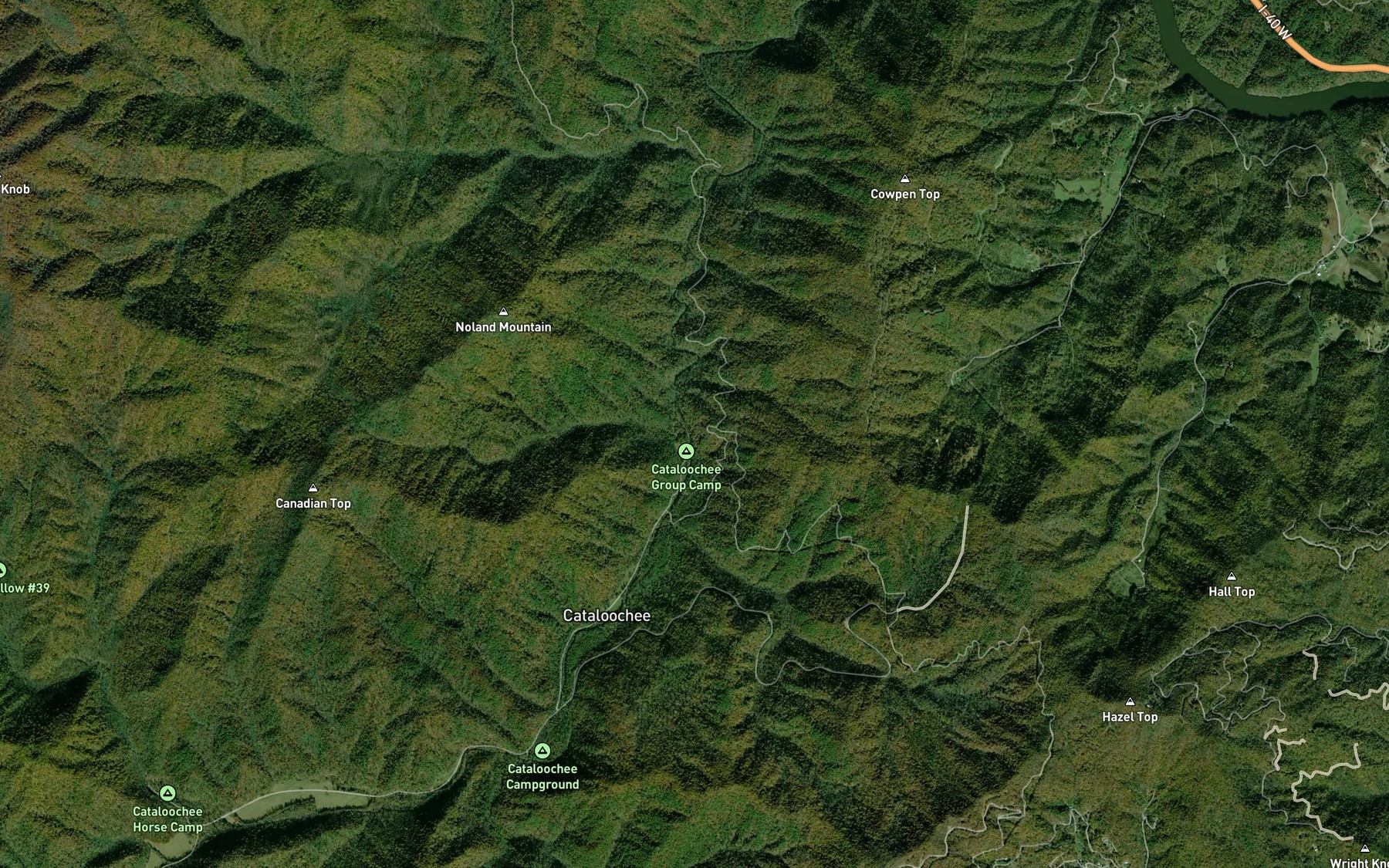 Satellite map of the Hall Branch