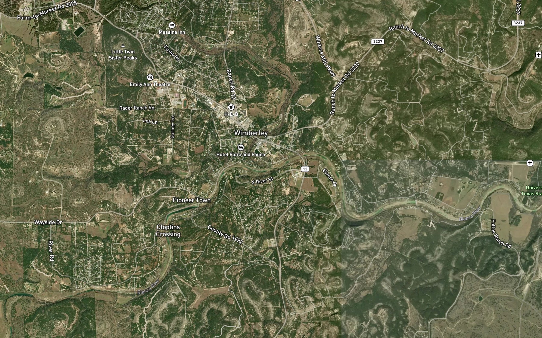 Satellite map of the Cypress Creek