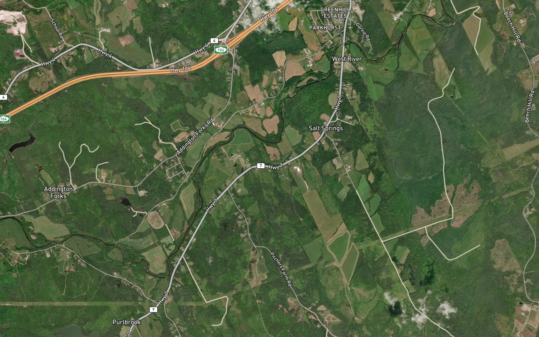 Satellite map of the Salt Springs Brook