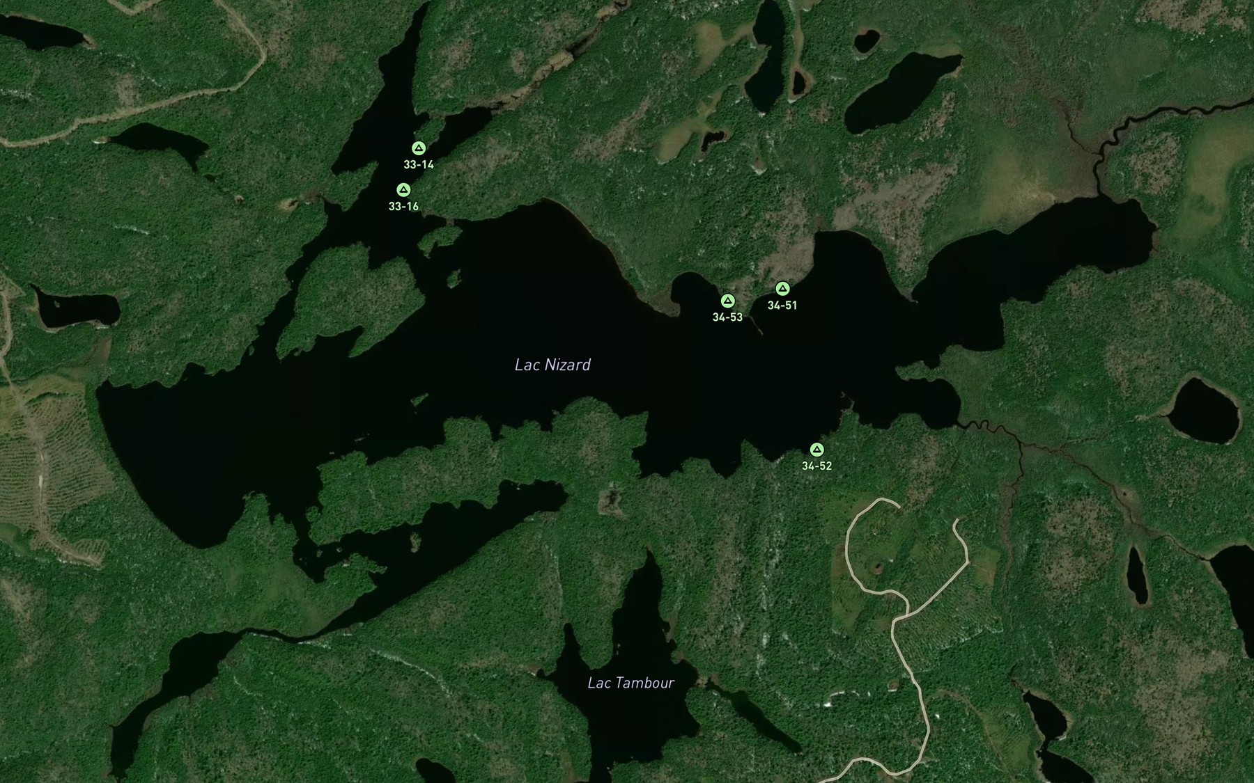 Satellite map of the Lac Nizard