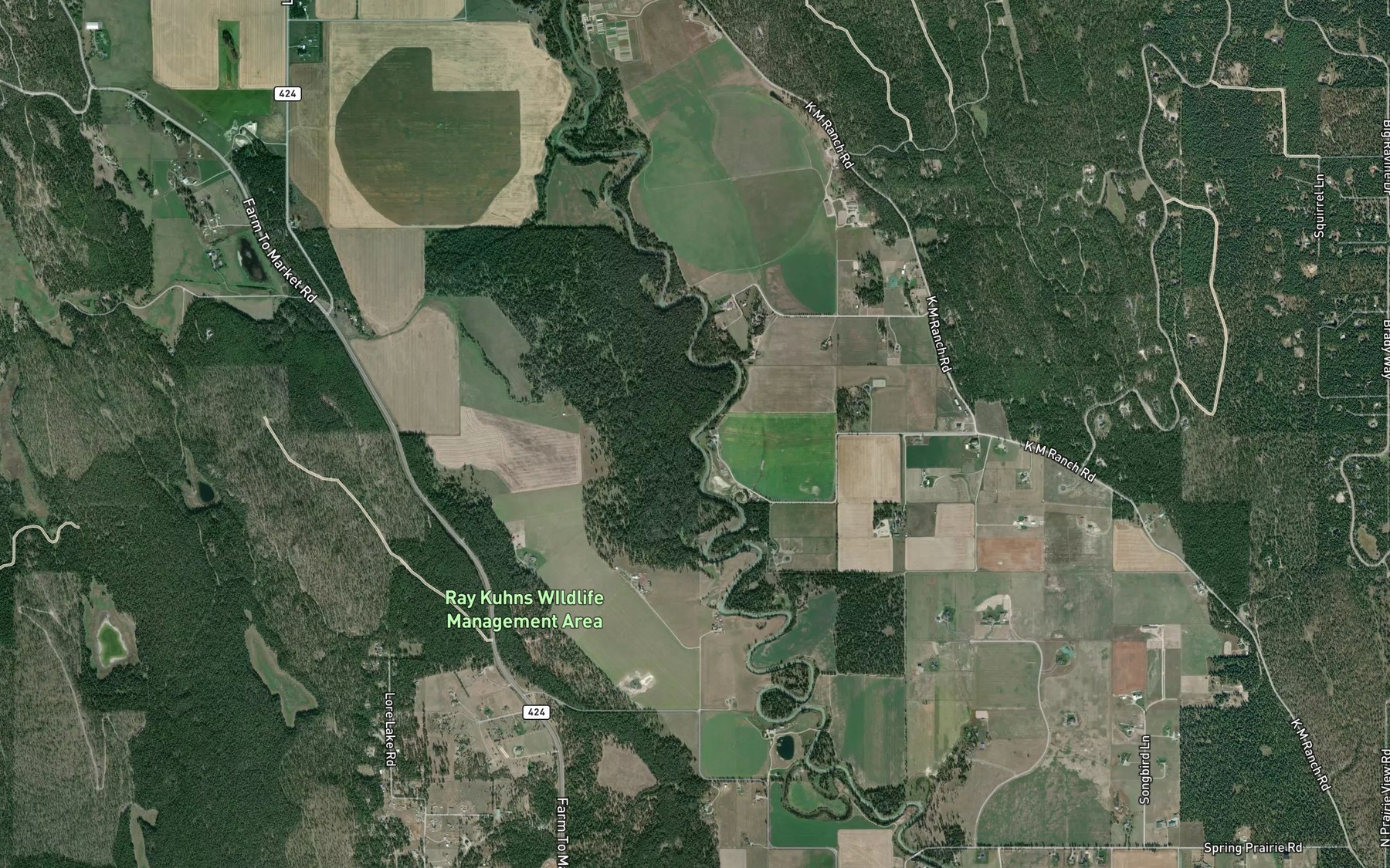 Satellite map of the Beaver Creek