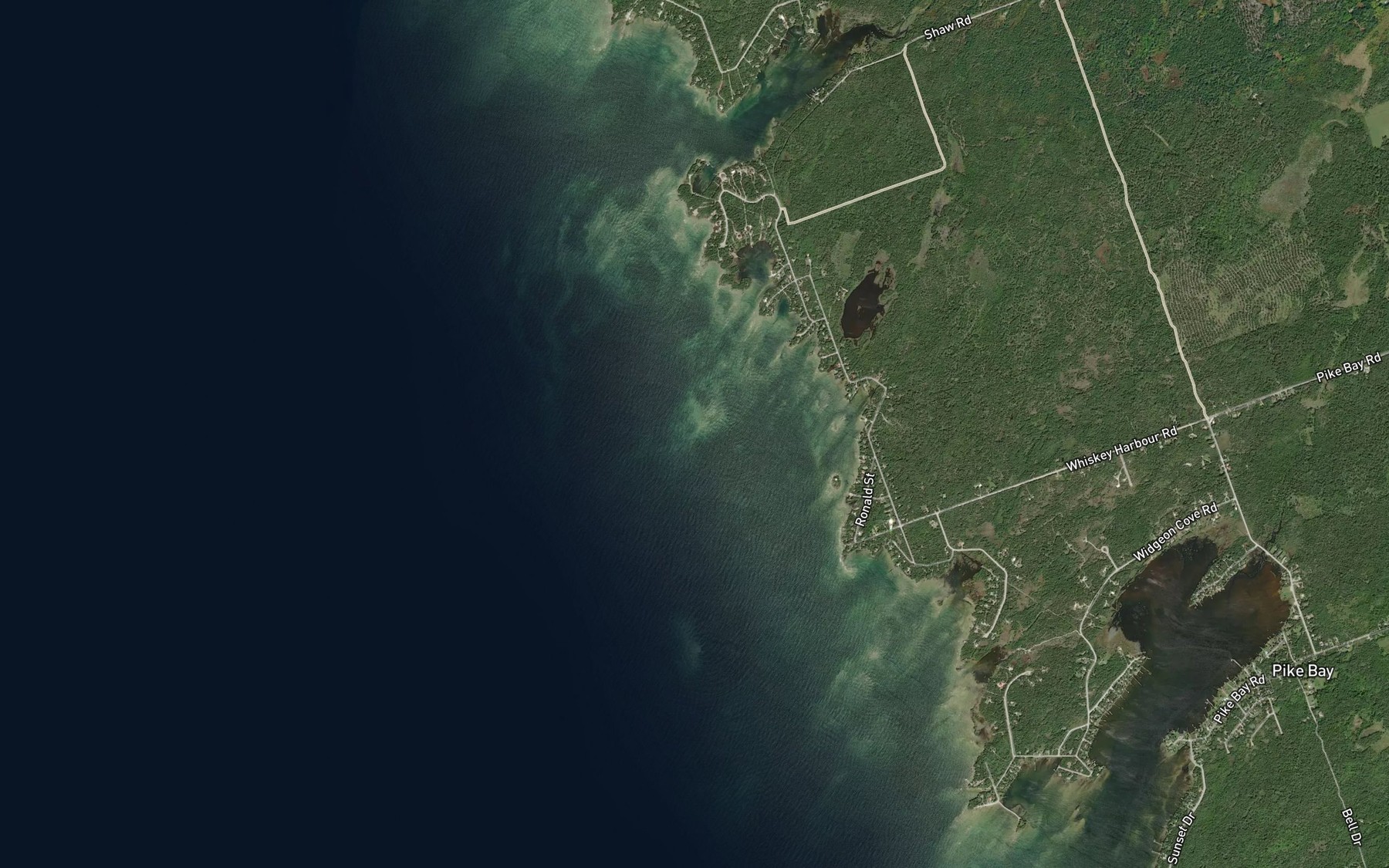 Satellite map of the Purgatory Cove