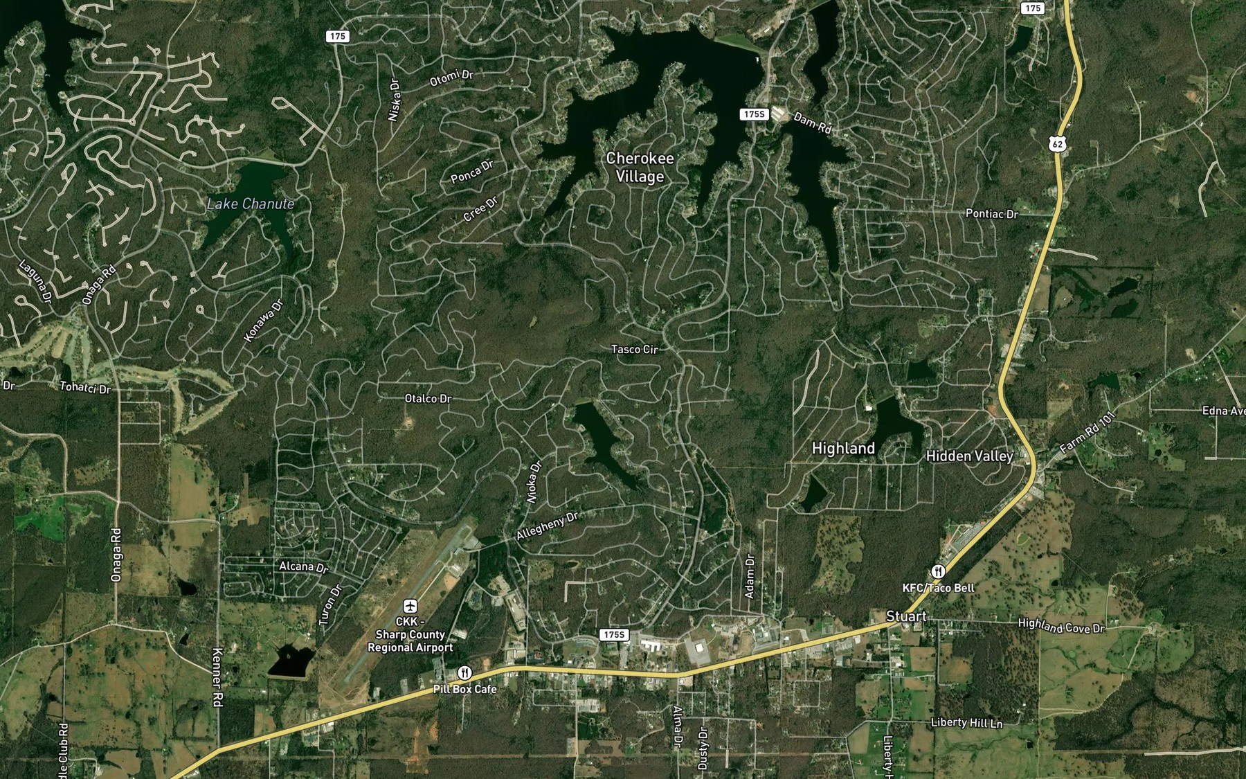 Satellite map of the Lake Navajo