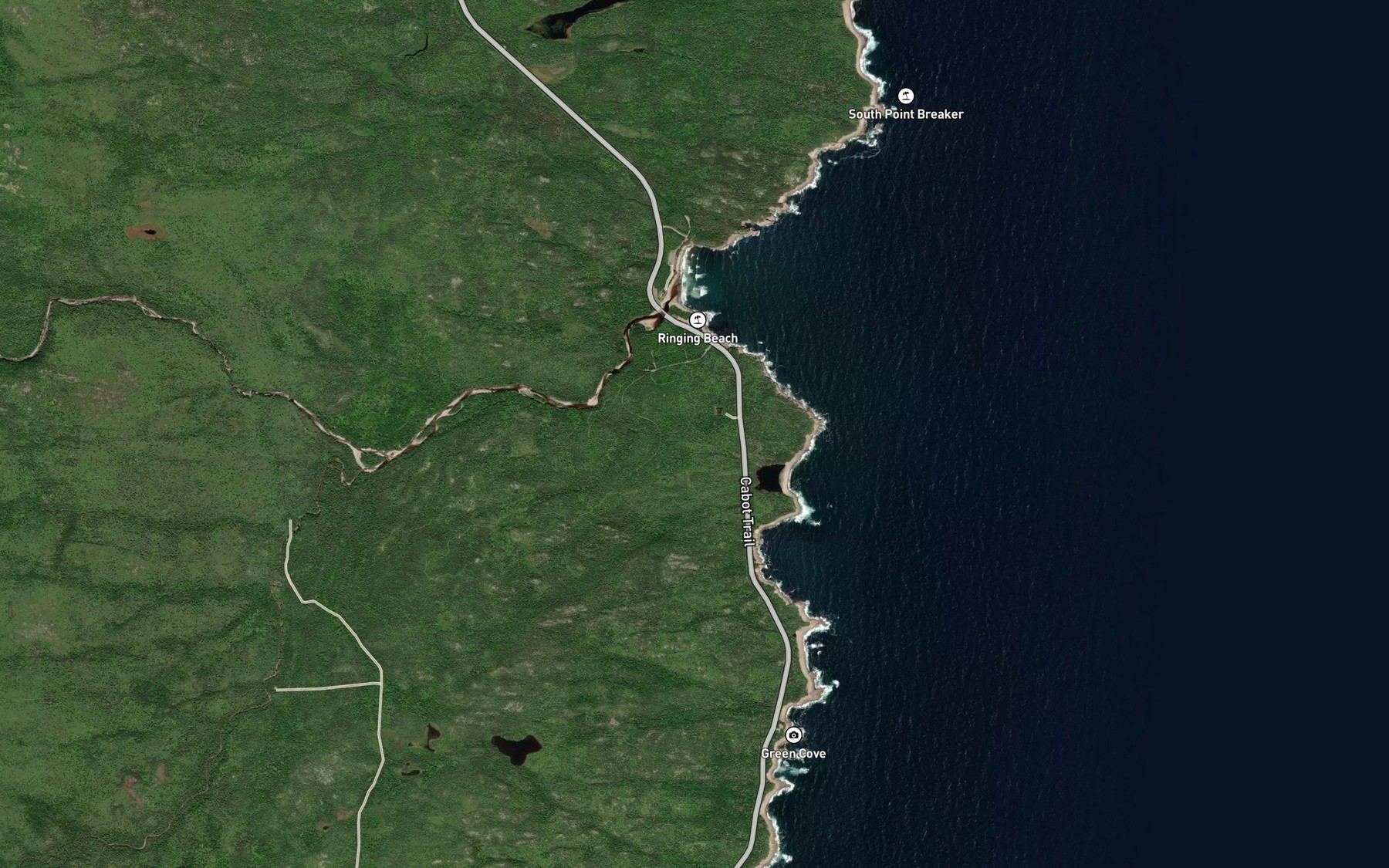 Satellite map of the Black Brook Cove