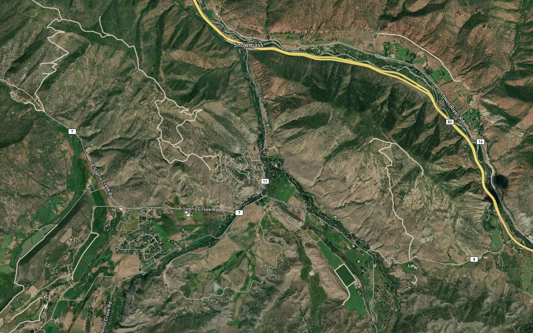 Satellite map of the Capitol Creek