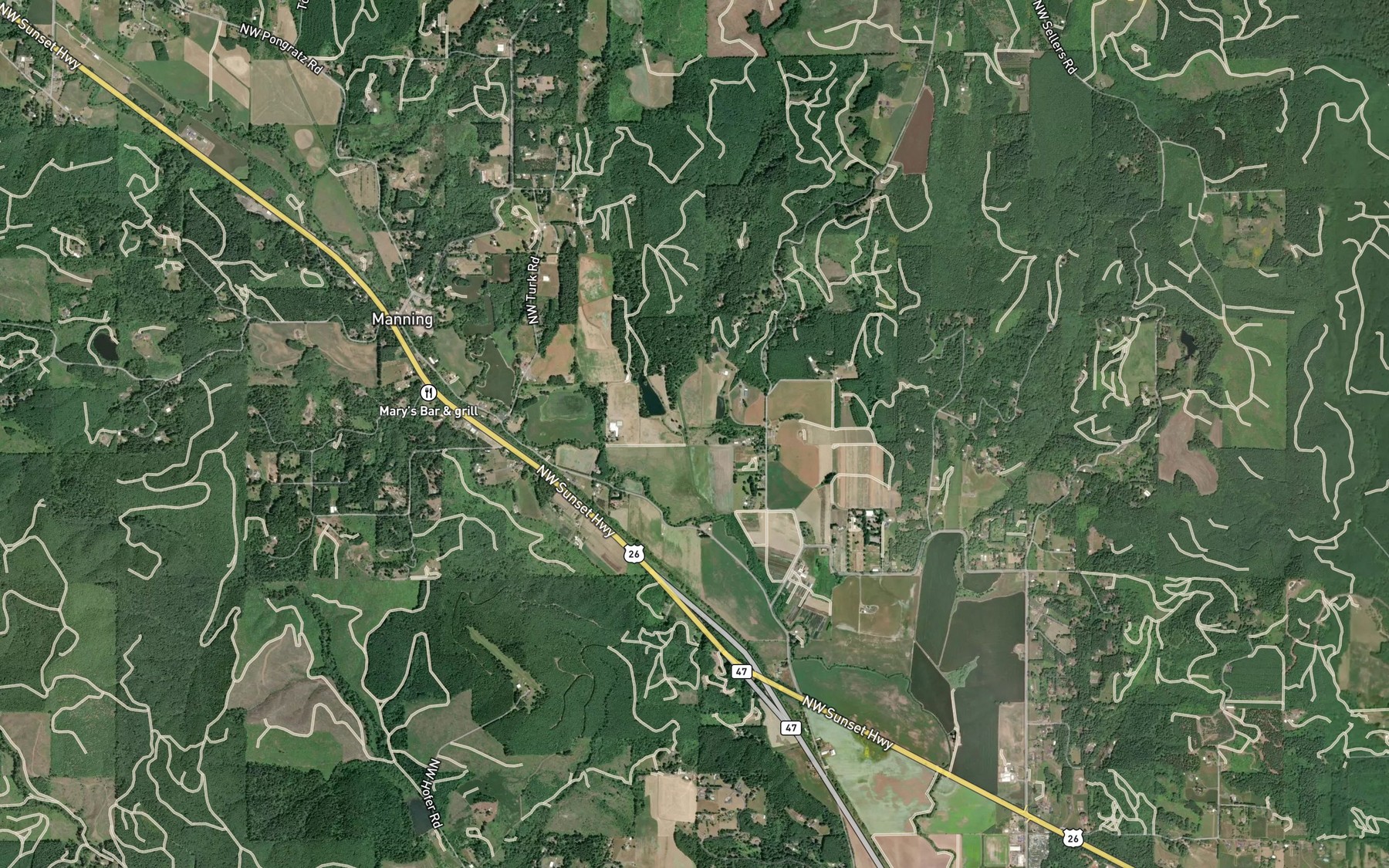 Satellite map of the Rock Creek