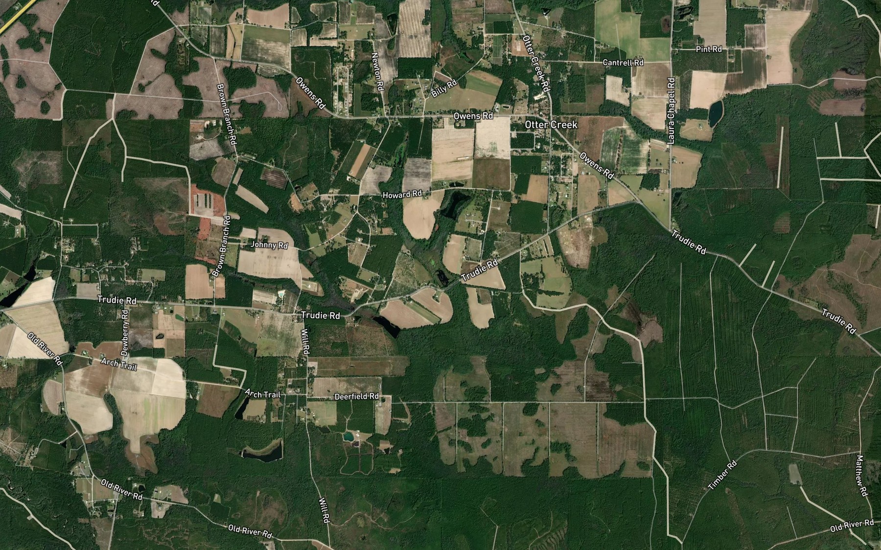 Satellite map of the Walker Mill Pond