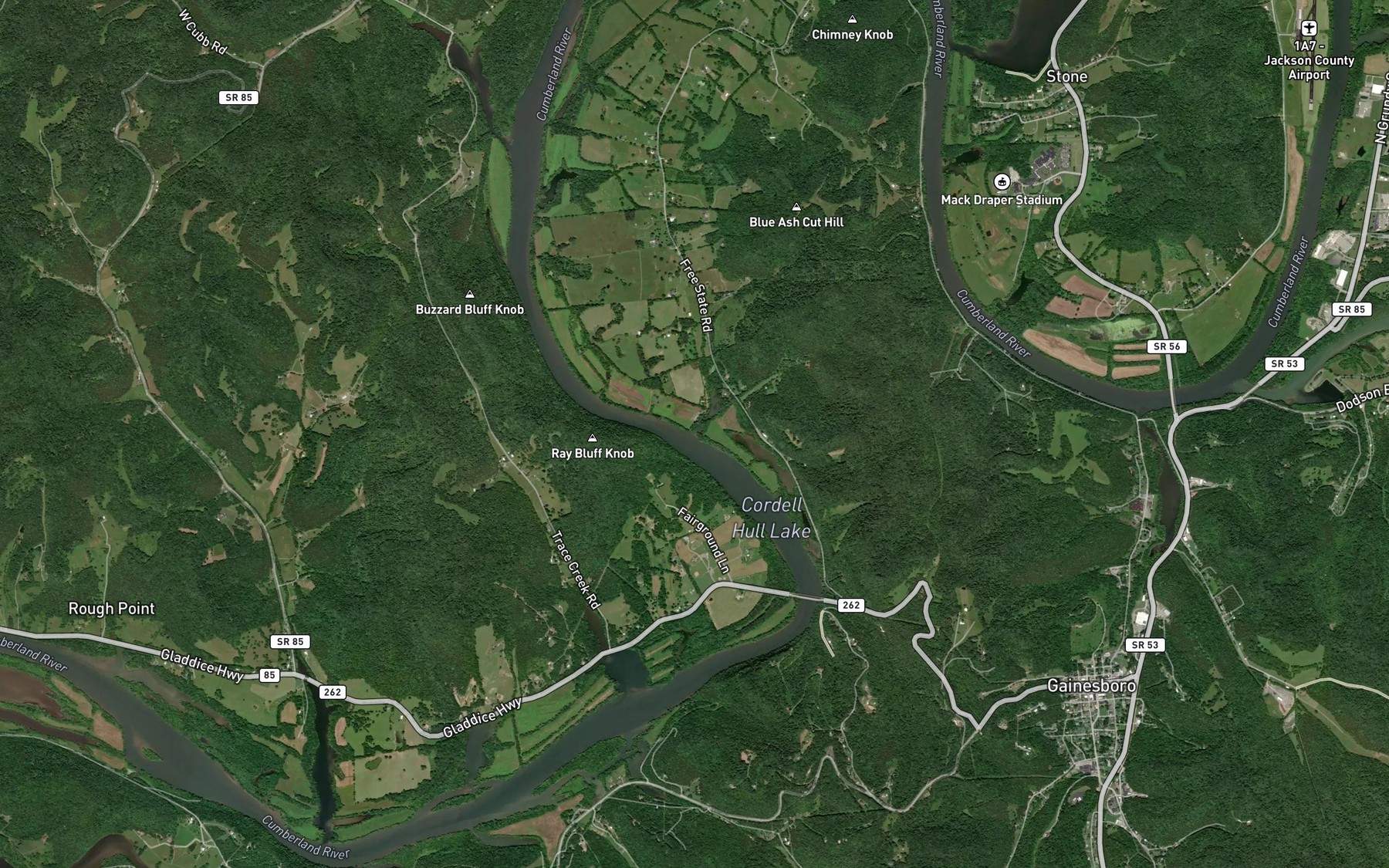 Satellite map of the Heady Branch