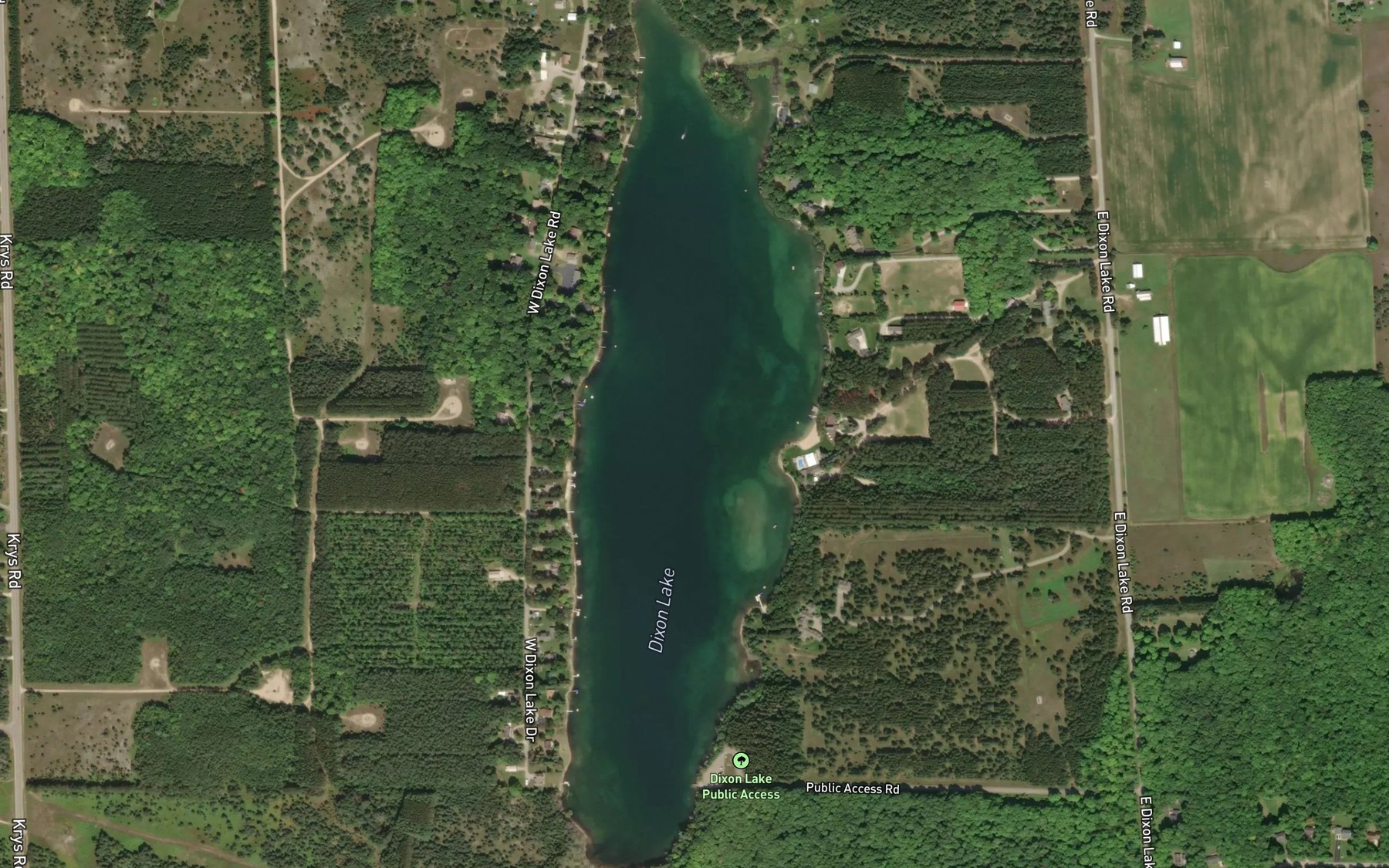 Satellite map of the Dixon Lake