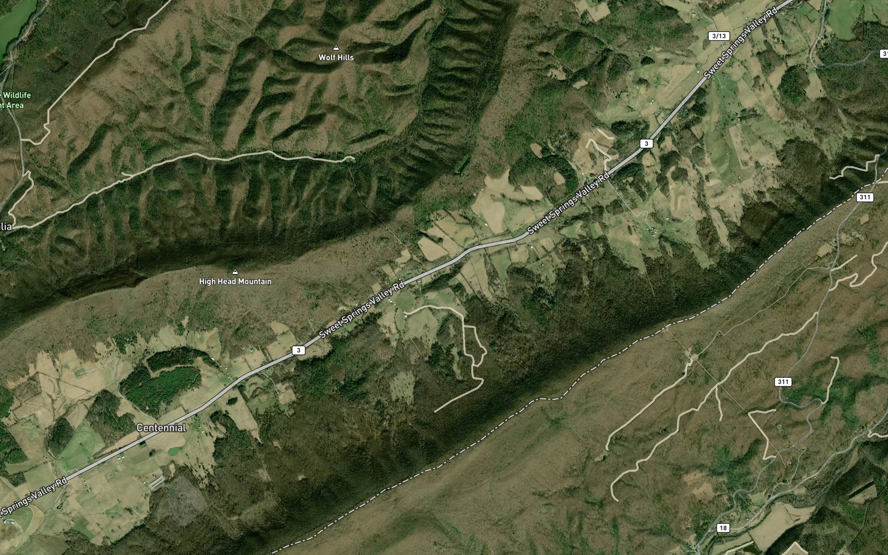 Satellite map of the Allison Farm Spring