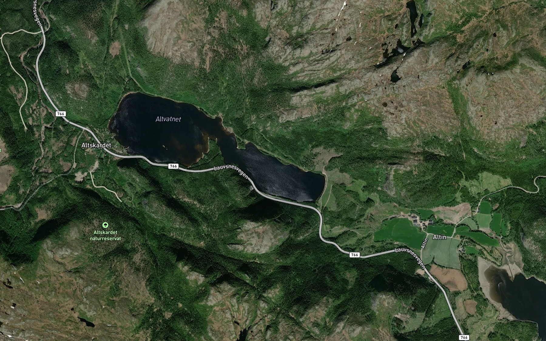 Satellite map of the Altevatnet