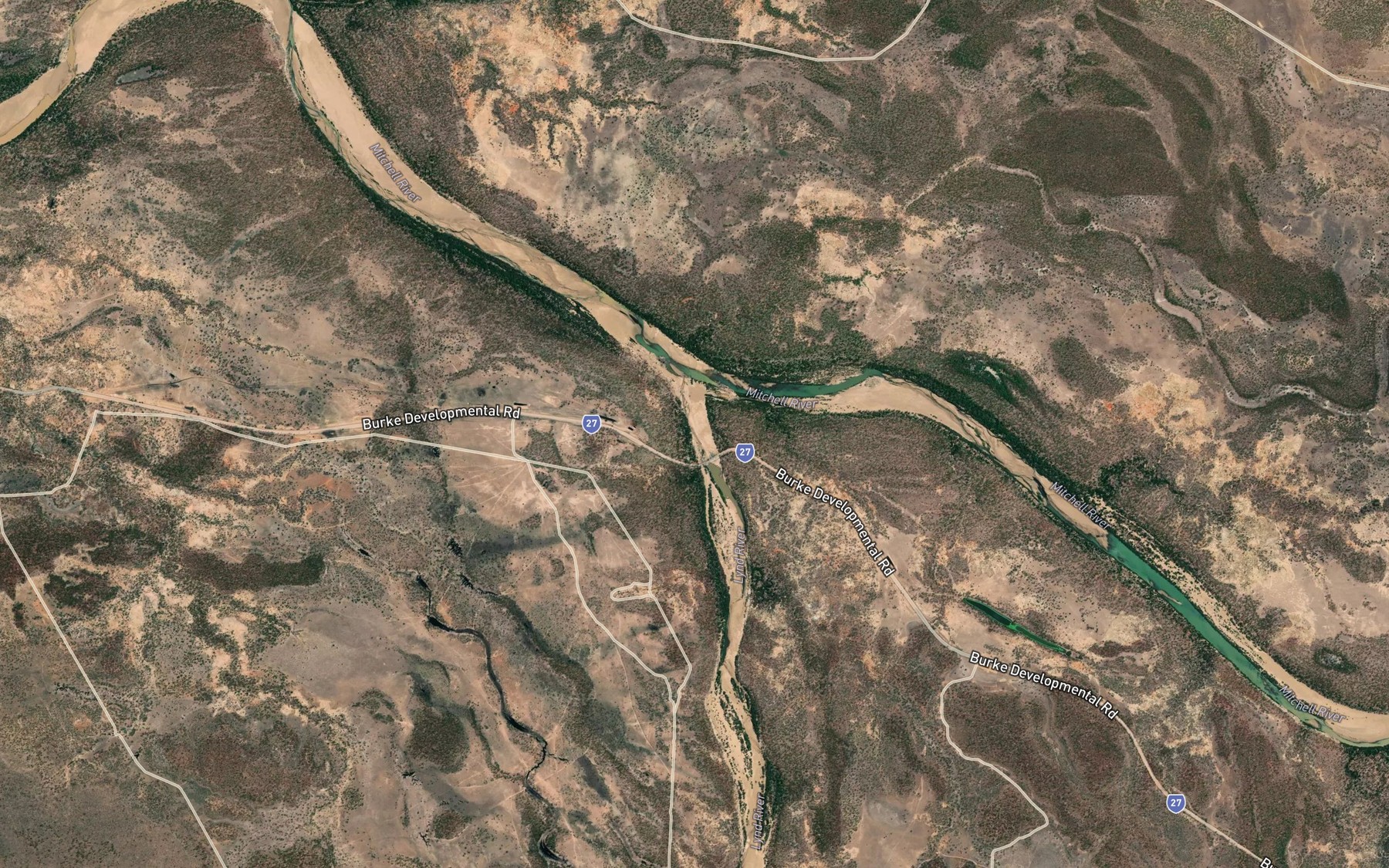 Satellite map of the Lynd River