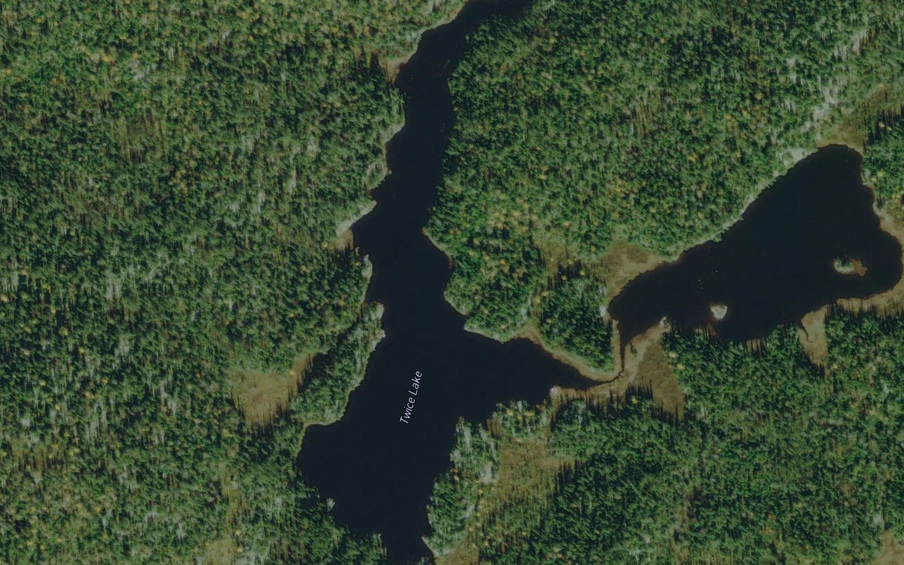 Satellite map of the Twice Lake