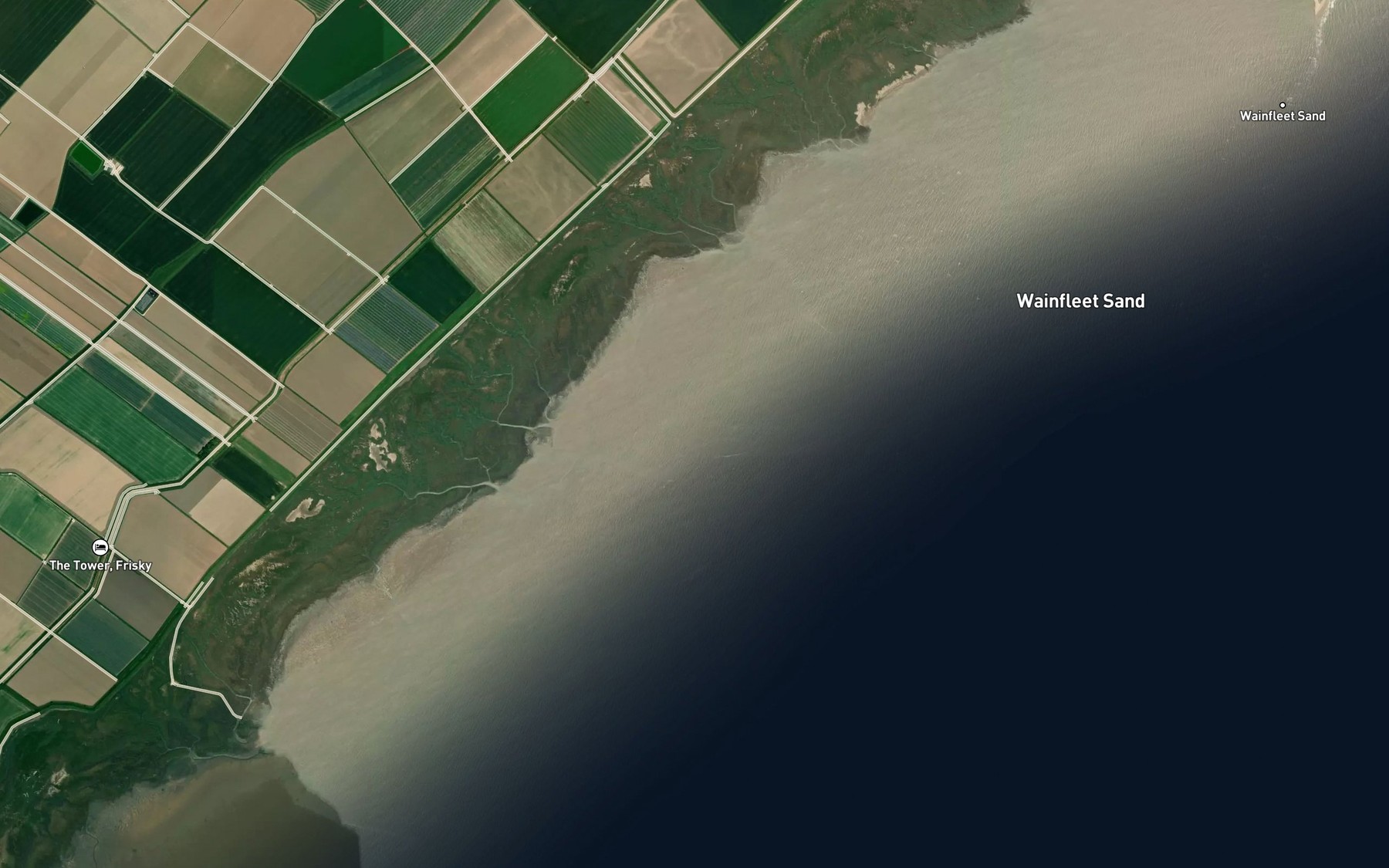 Satellite map of the Wainfleet Sand