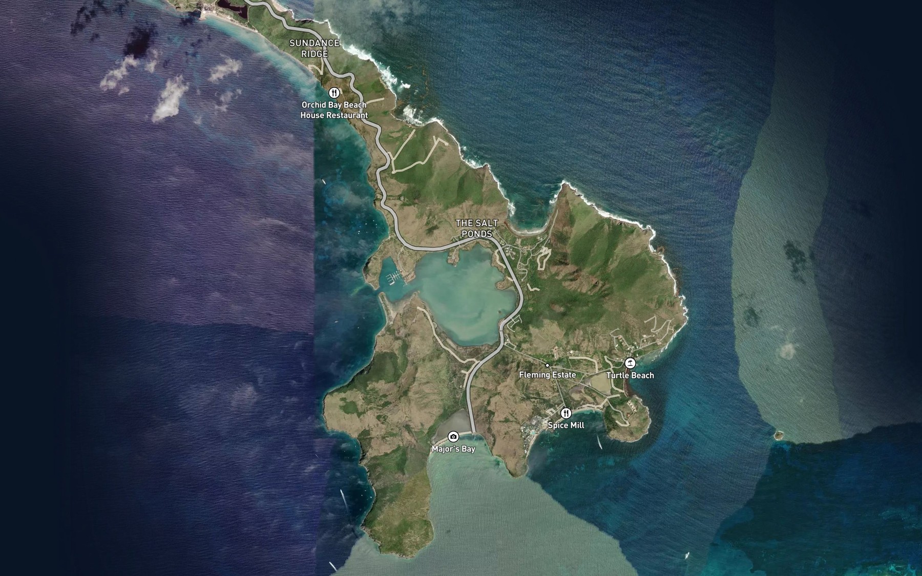 Satellite map of the Great Salt Pond