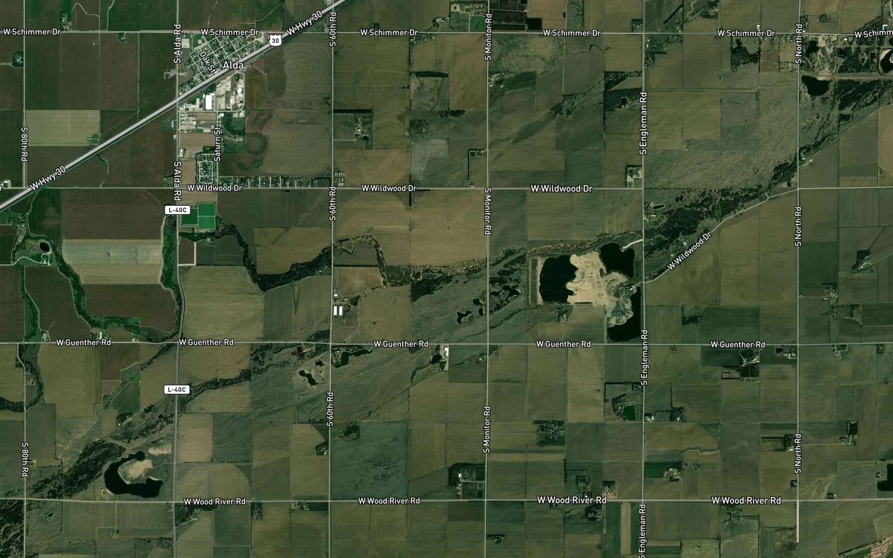 Satellite map of the North Channel Platte River