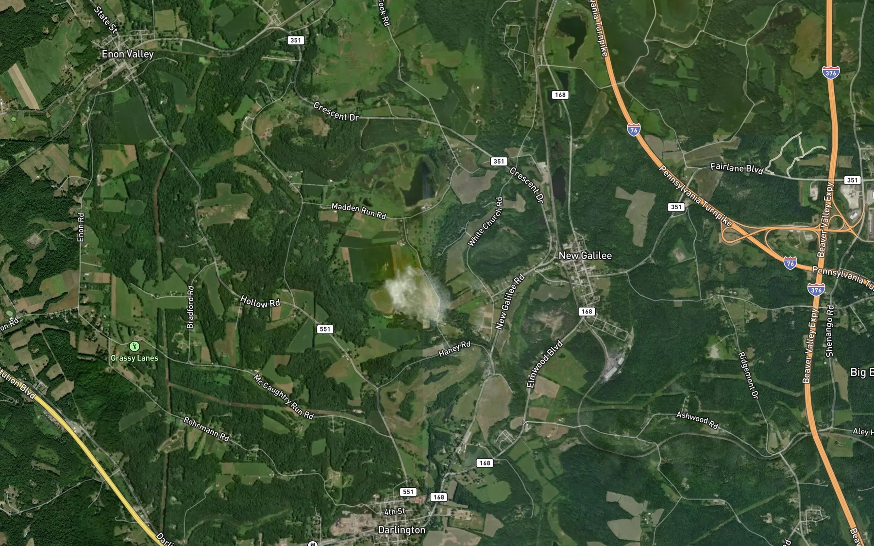 Satellite map of the Madden Run