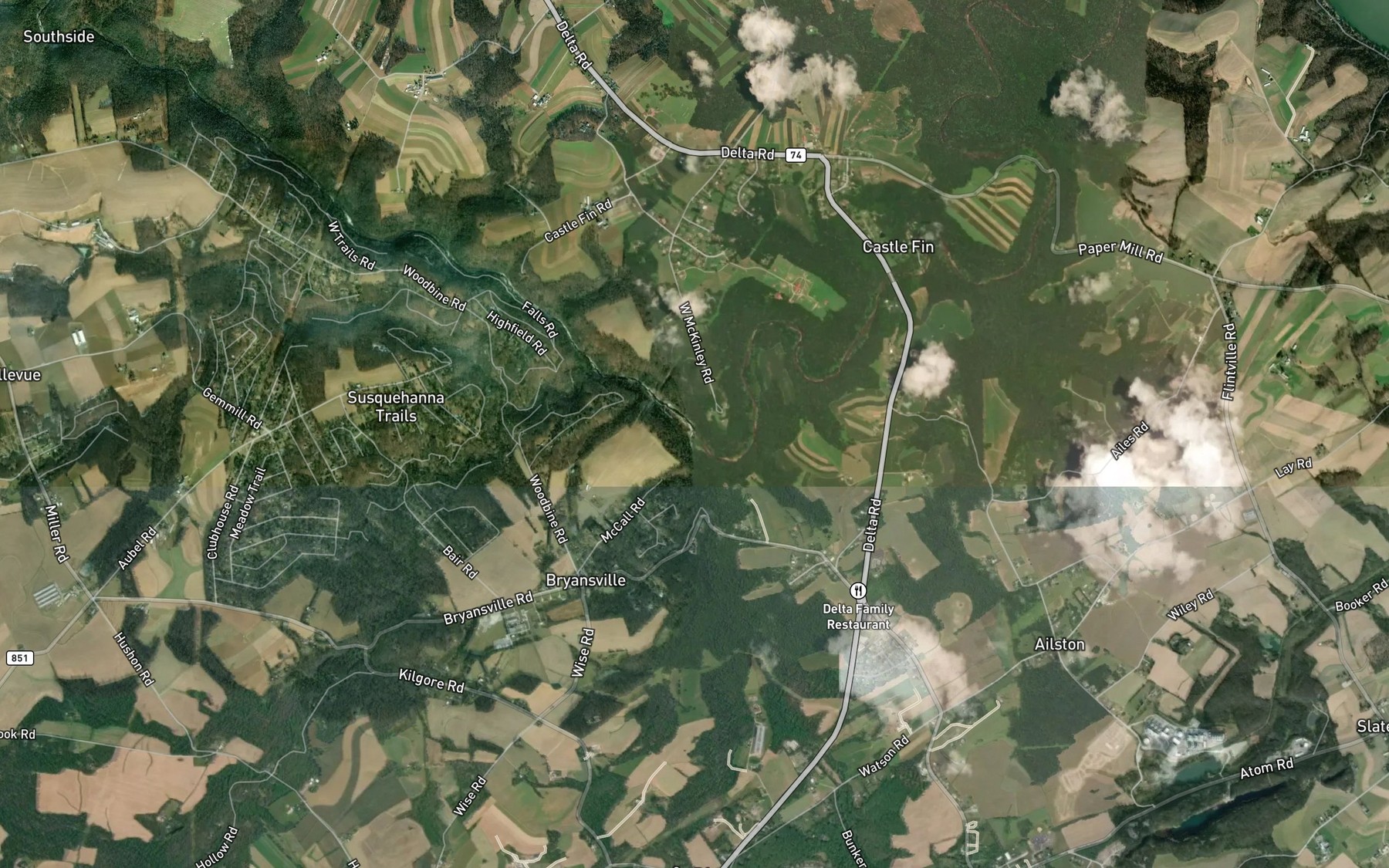 Satellite map of the Scott Creek