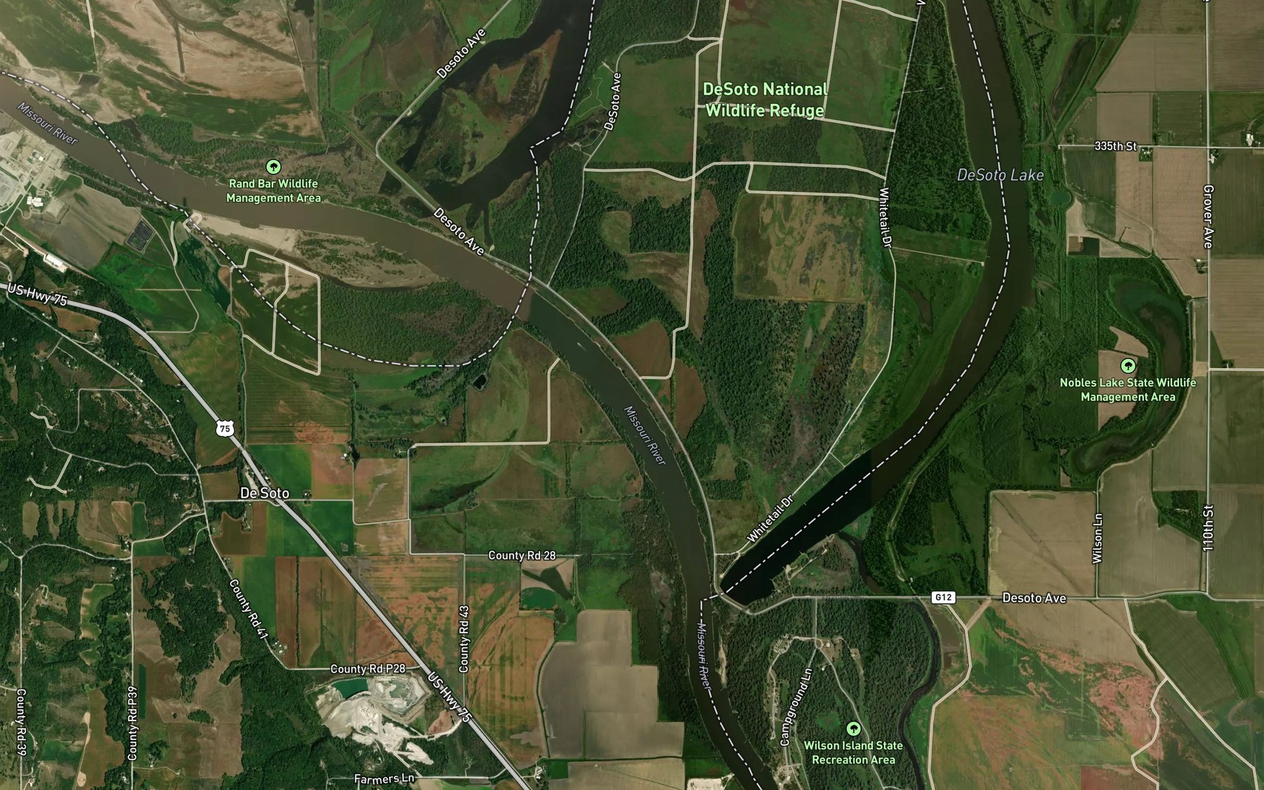 Satellite map of the Blair Desoto Bend