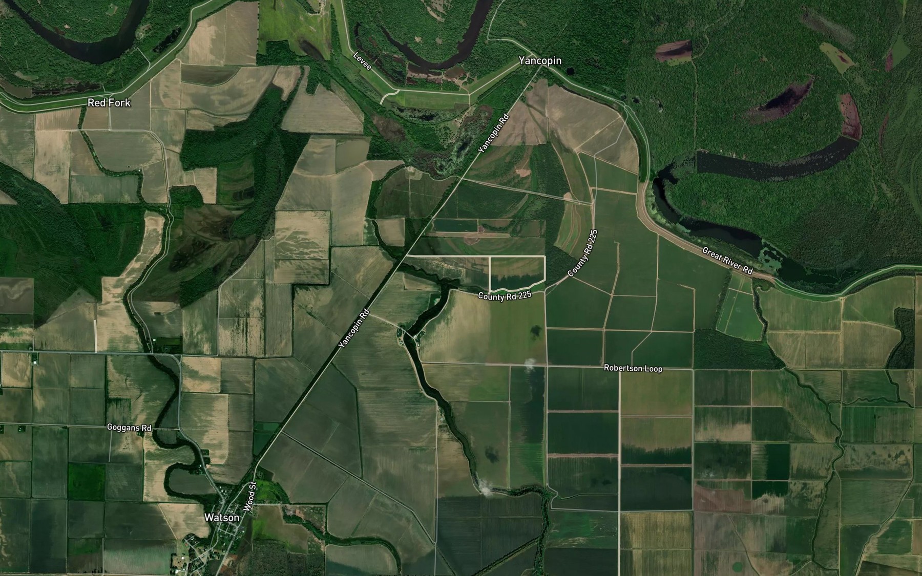 Satellite map of the Carter Bayou