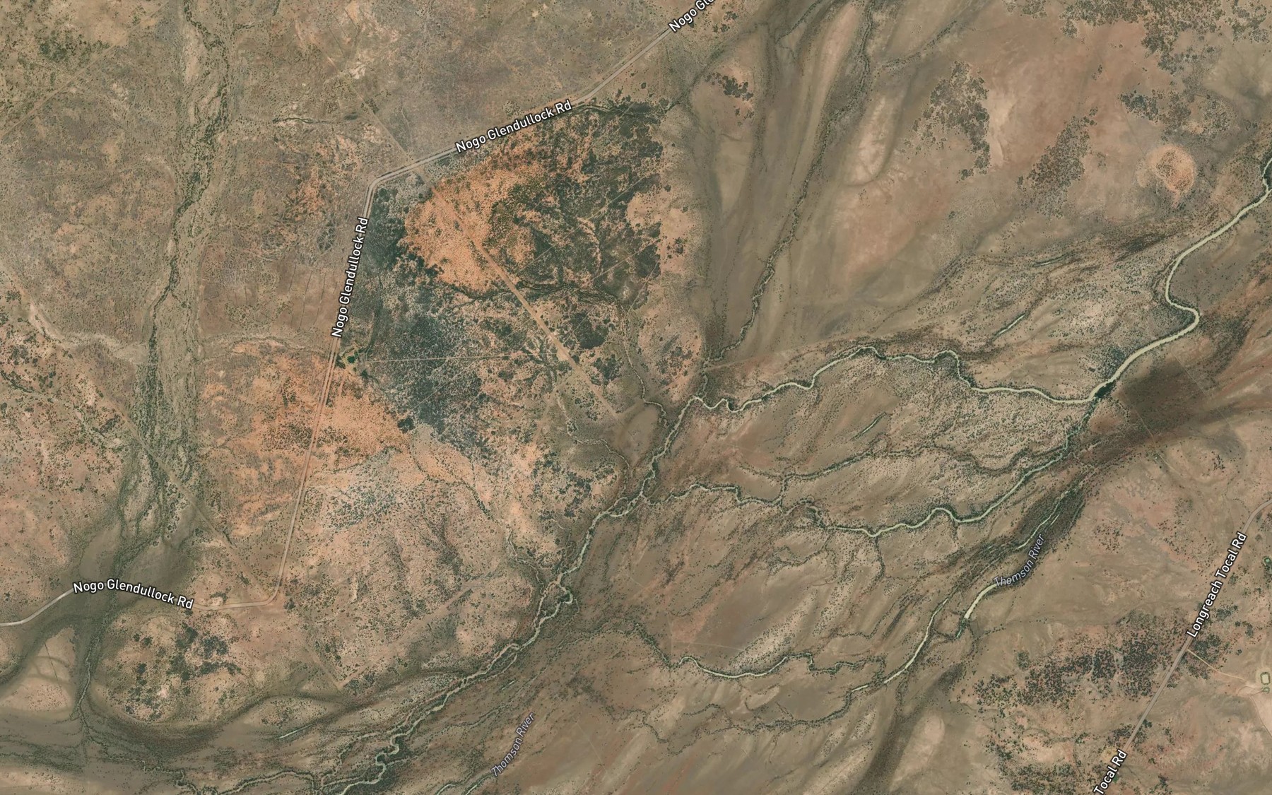 Satellite map of the Broken Creek
