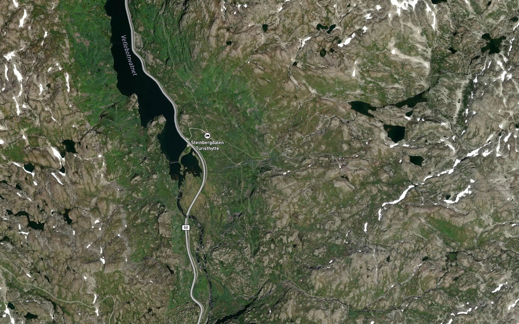 Satellite map of the Tverrelvi