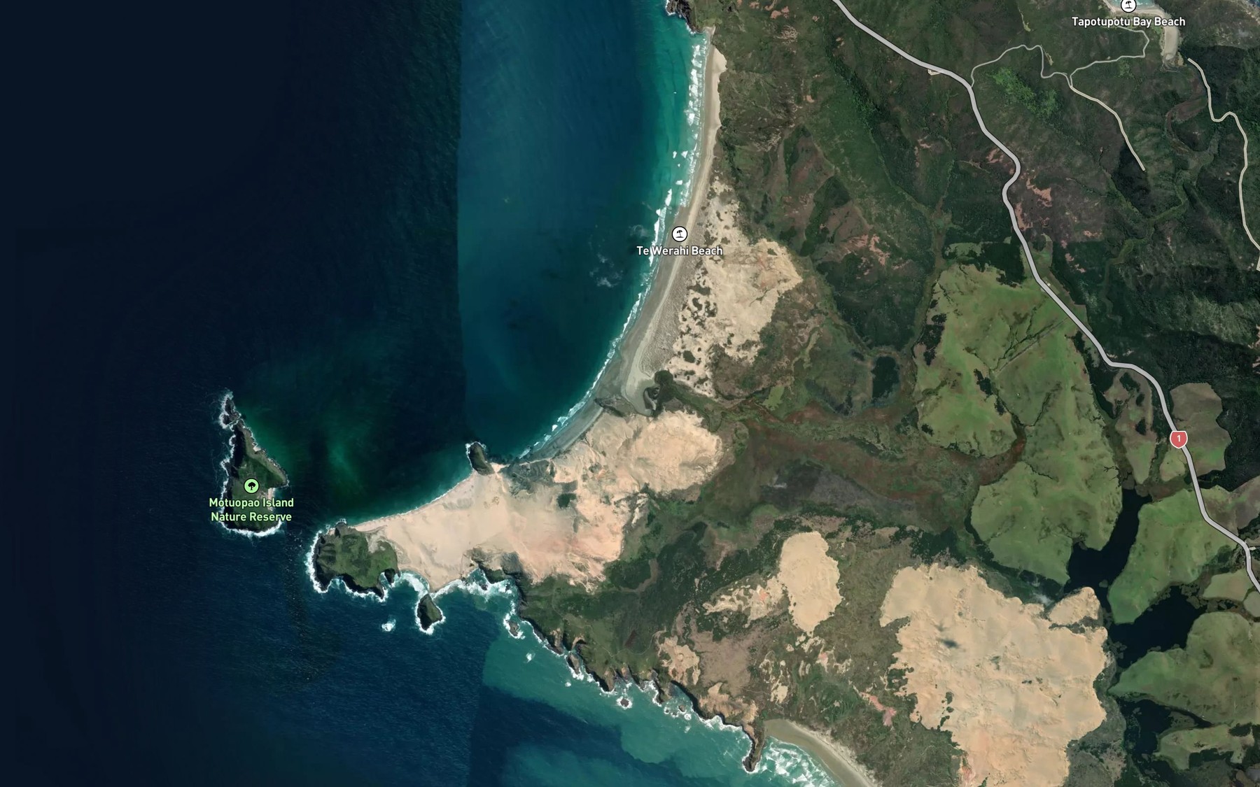 Satellite map of the Te Werahi Stream
