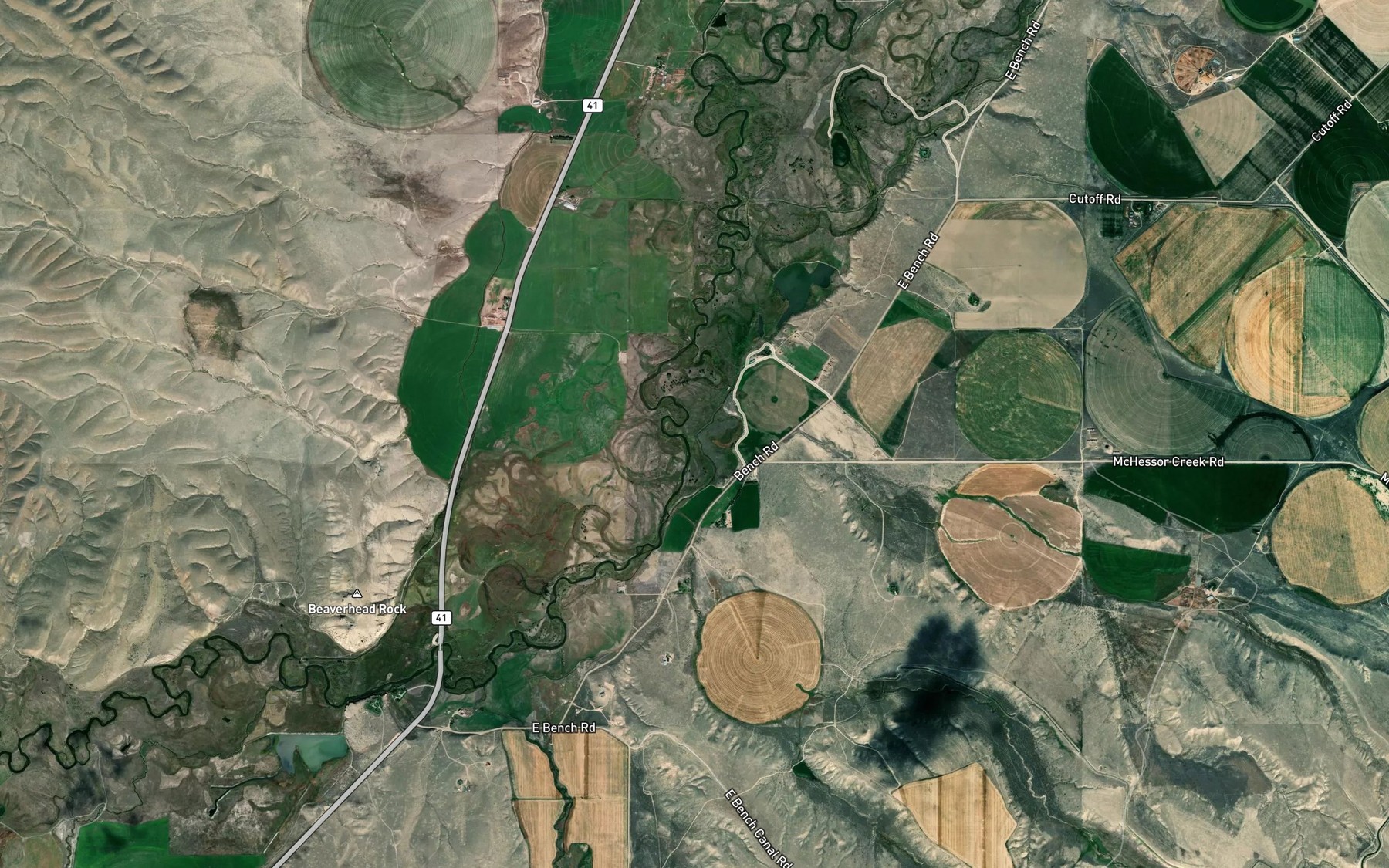 Satellite map of the McHessor Creek