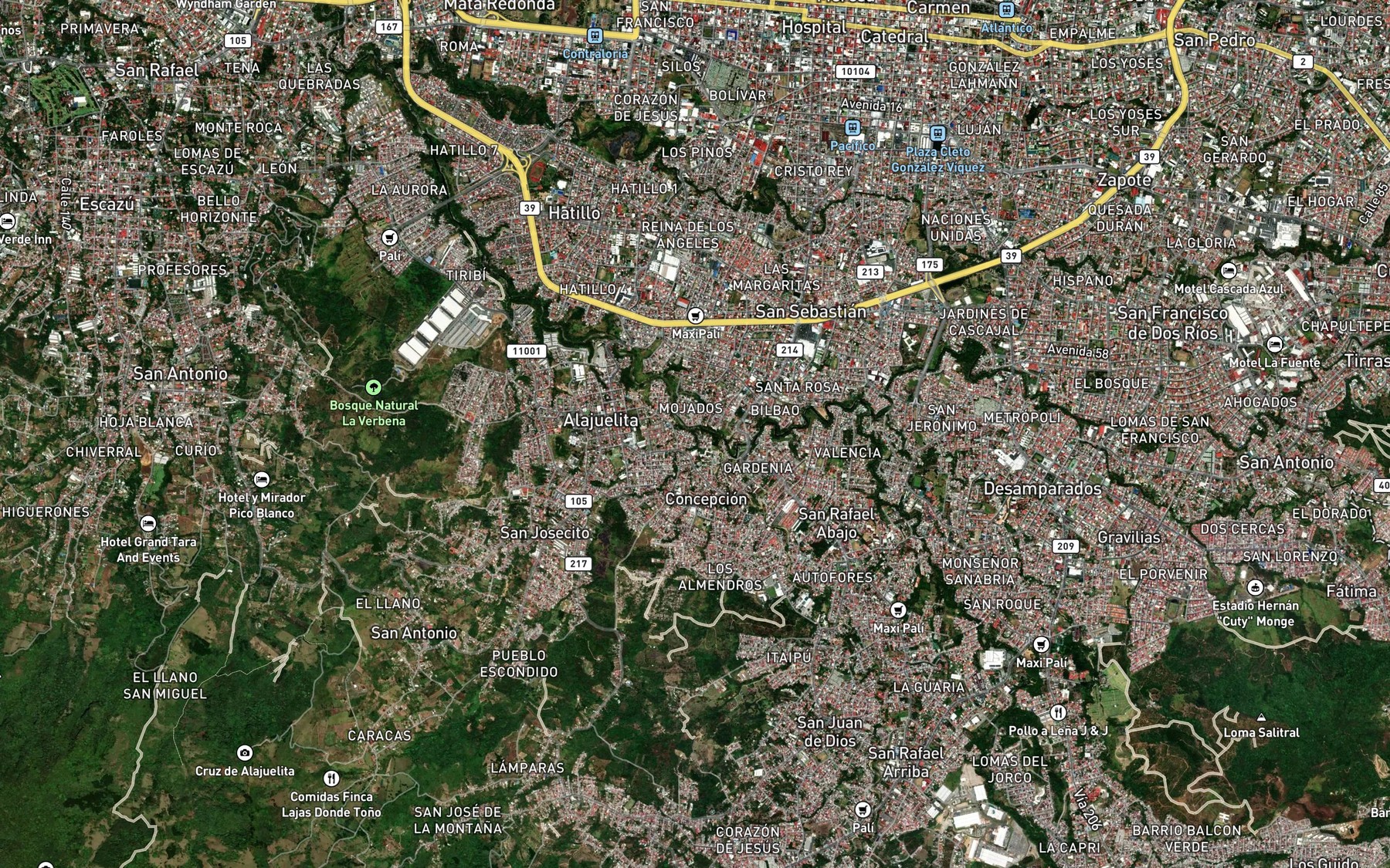 Satellite map of the Rio Limon