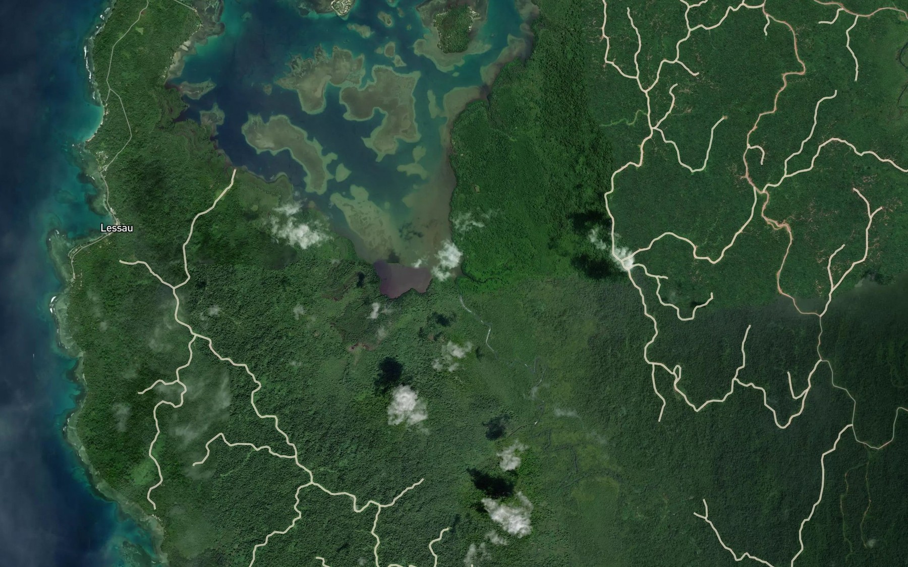 Satellite map of the Uganada River