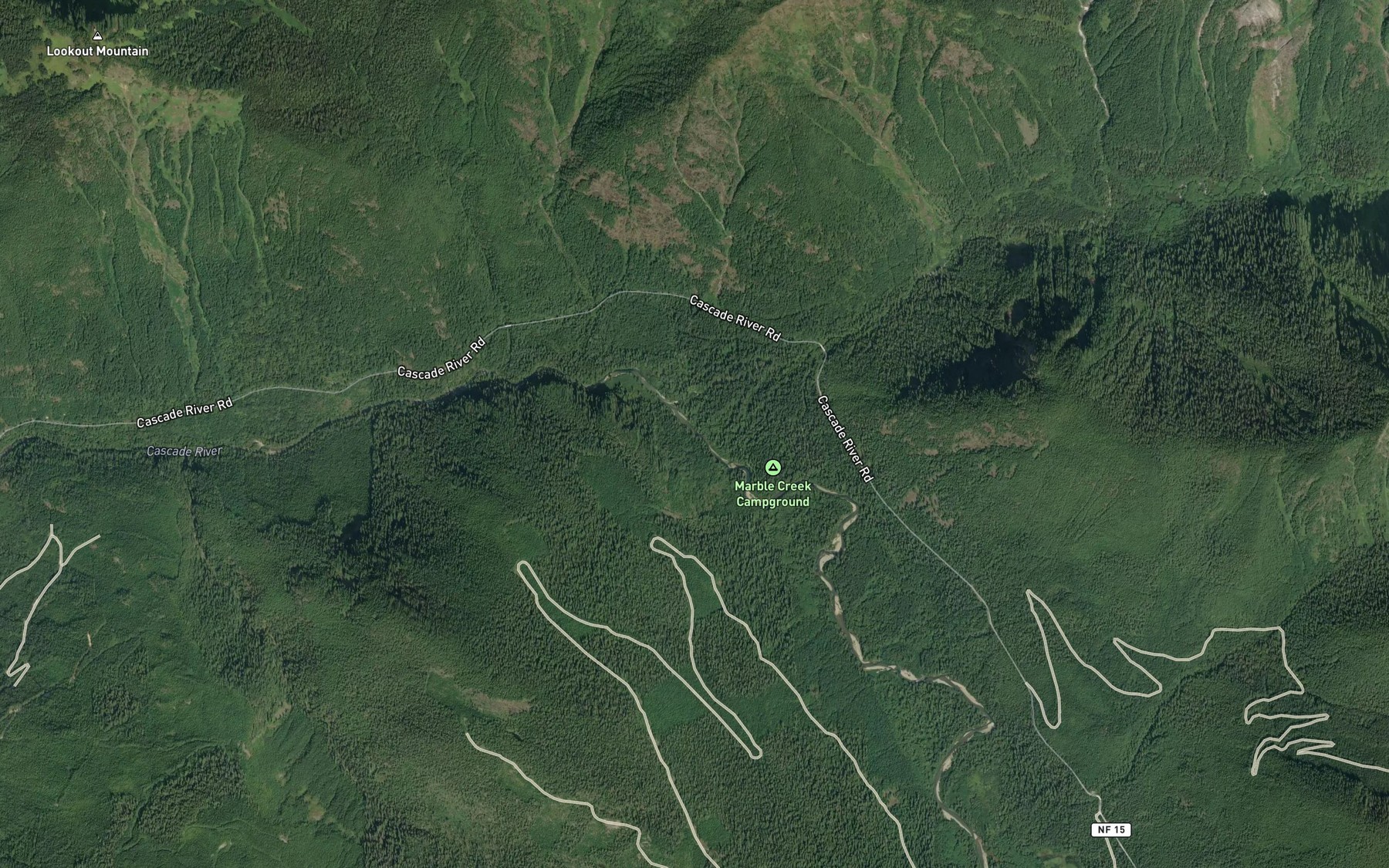Satellite map of the Marble Creek