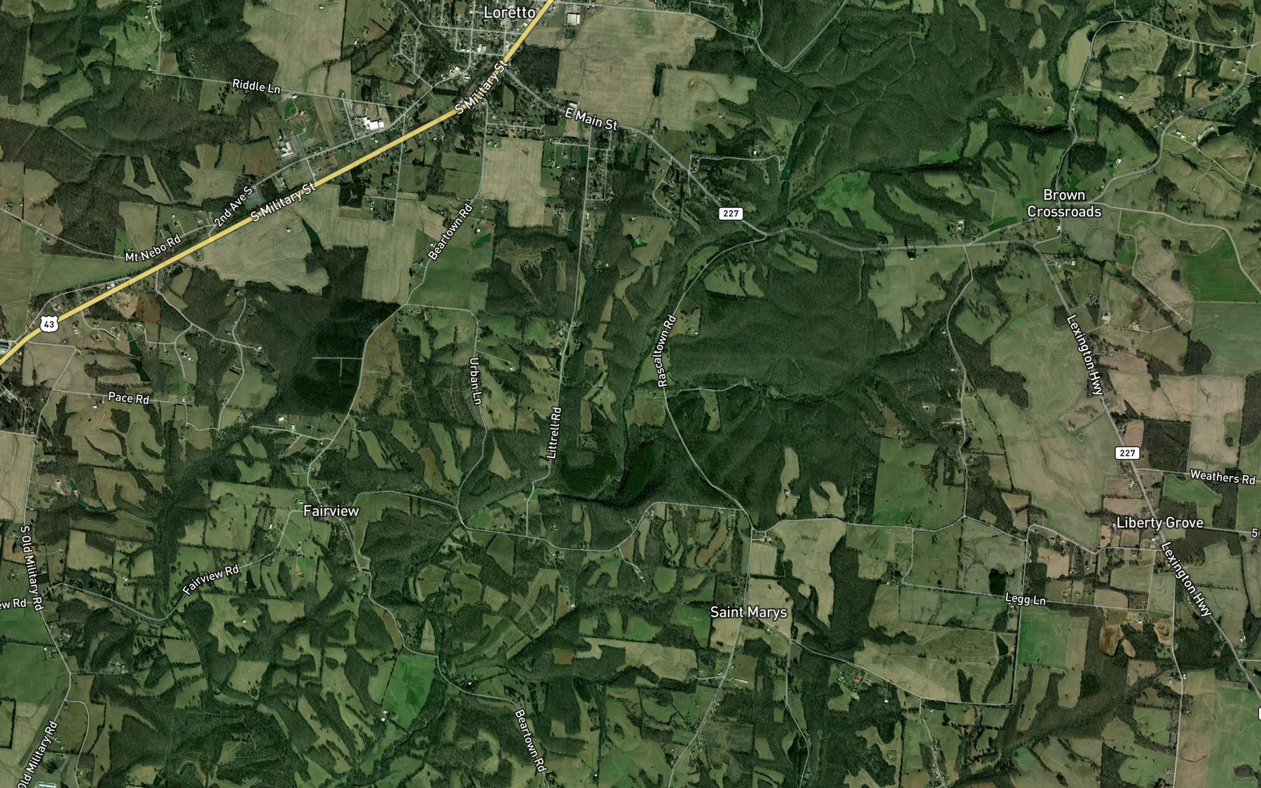 Satellite map of the Gable Branch