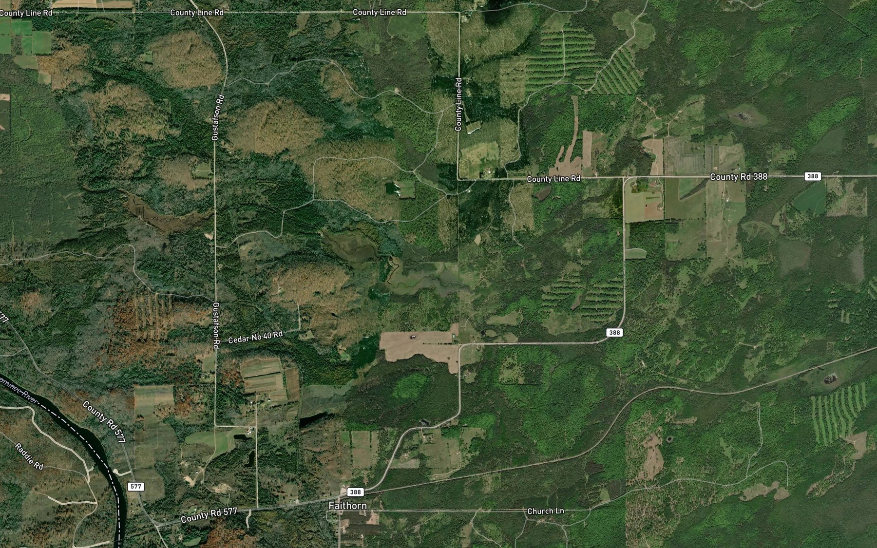 Satellite map of the Carlson Creek