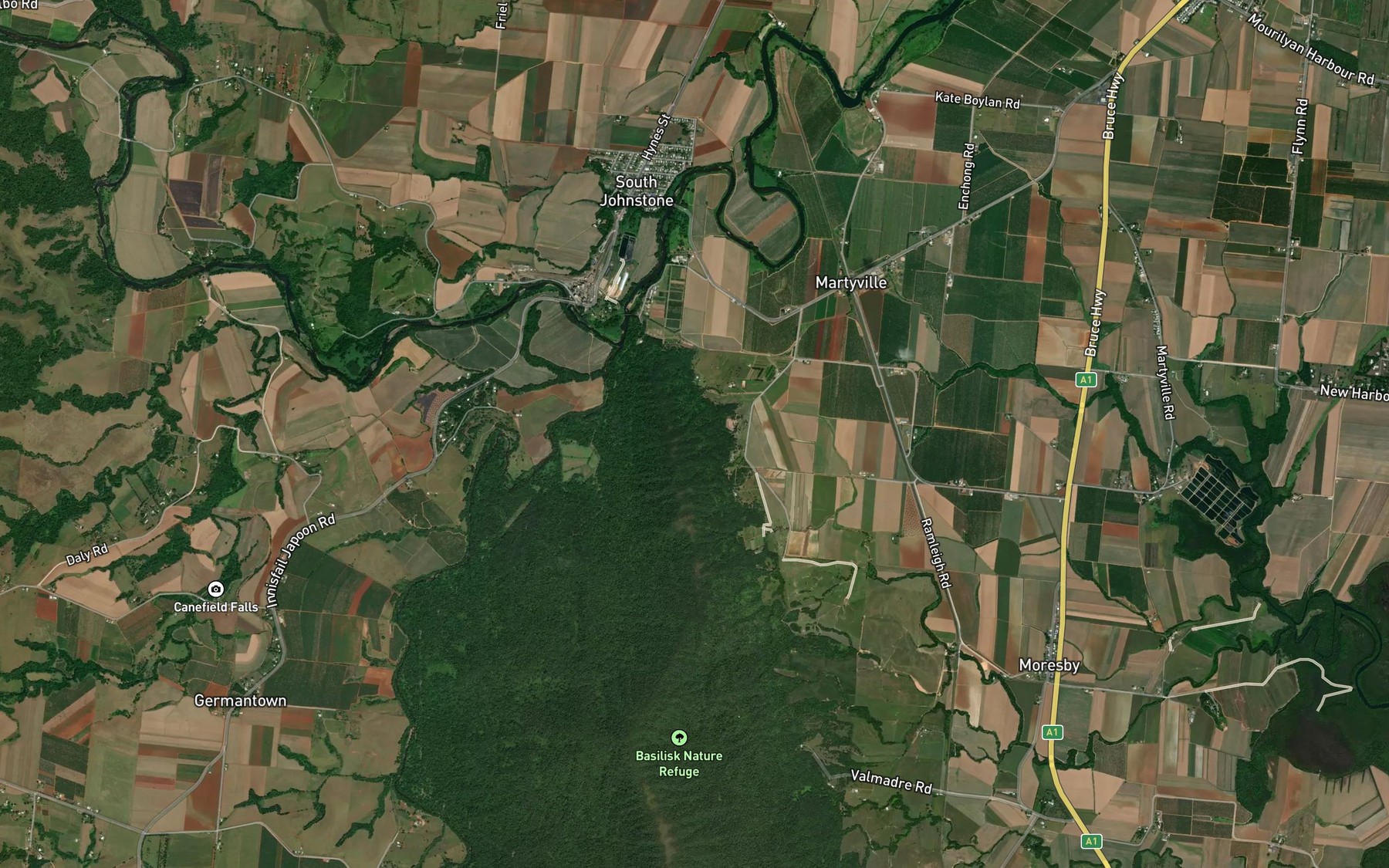 Satellite map of the Stewart Creek