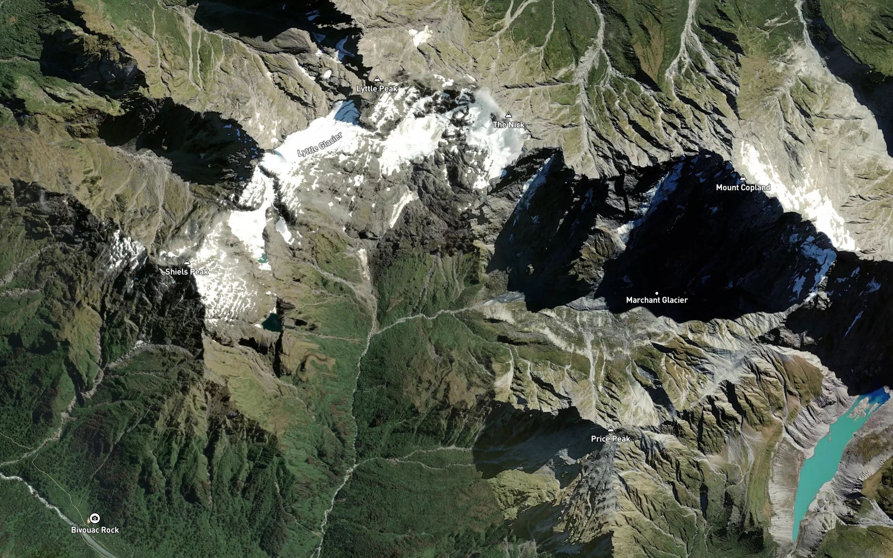 Satellite map of the Darkwater Stream
