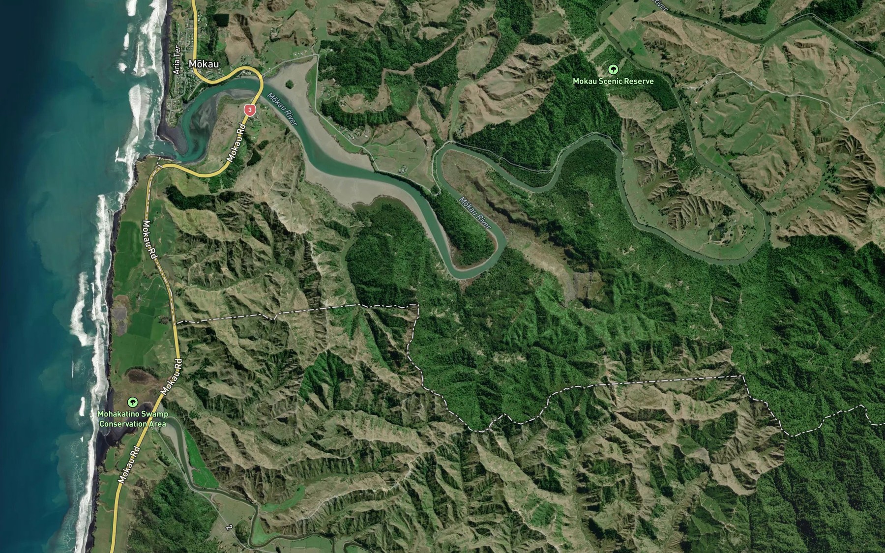 Satellite map of the Tauwhare Stream