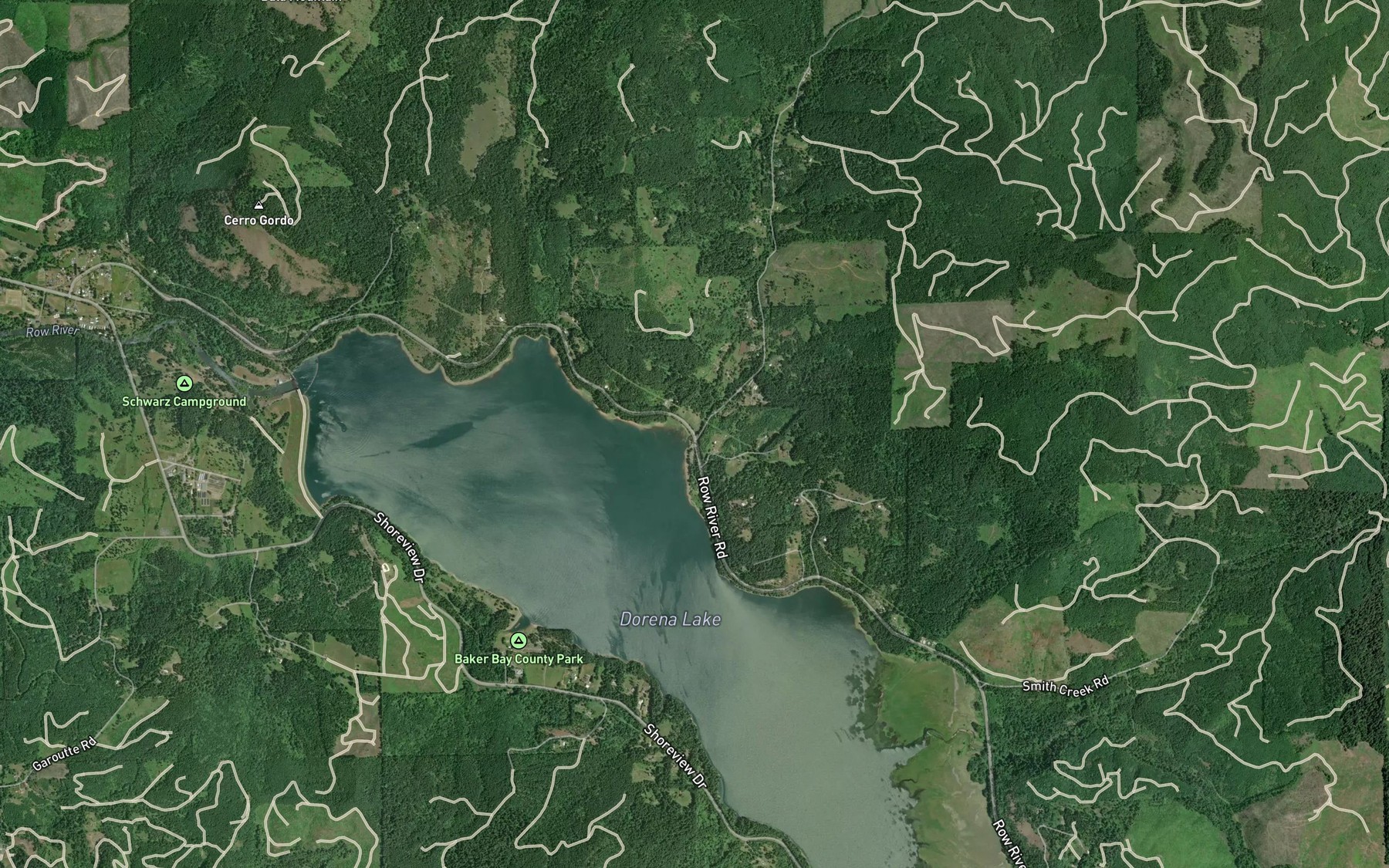 Satellite map of the Rat Creek