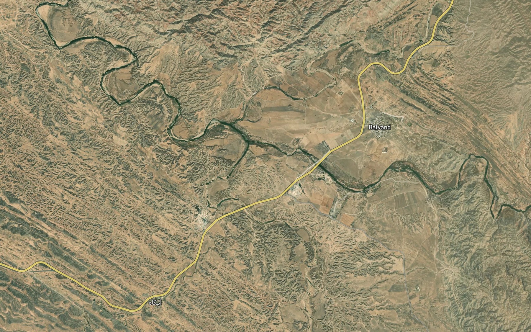 Satellite map of the Ab-e Golestan