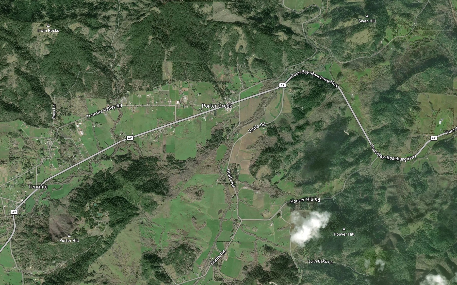 Satellite map of the Olalla Creek