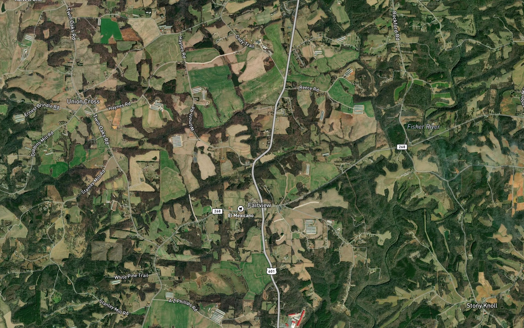 Satellite map of the Horns Branch