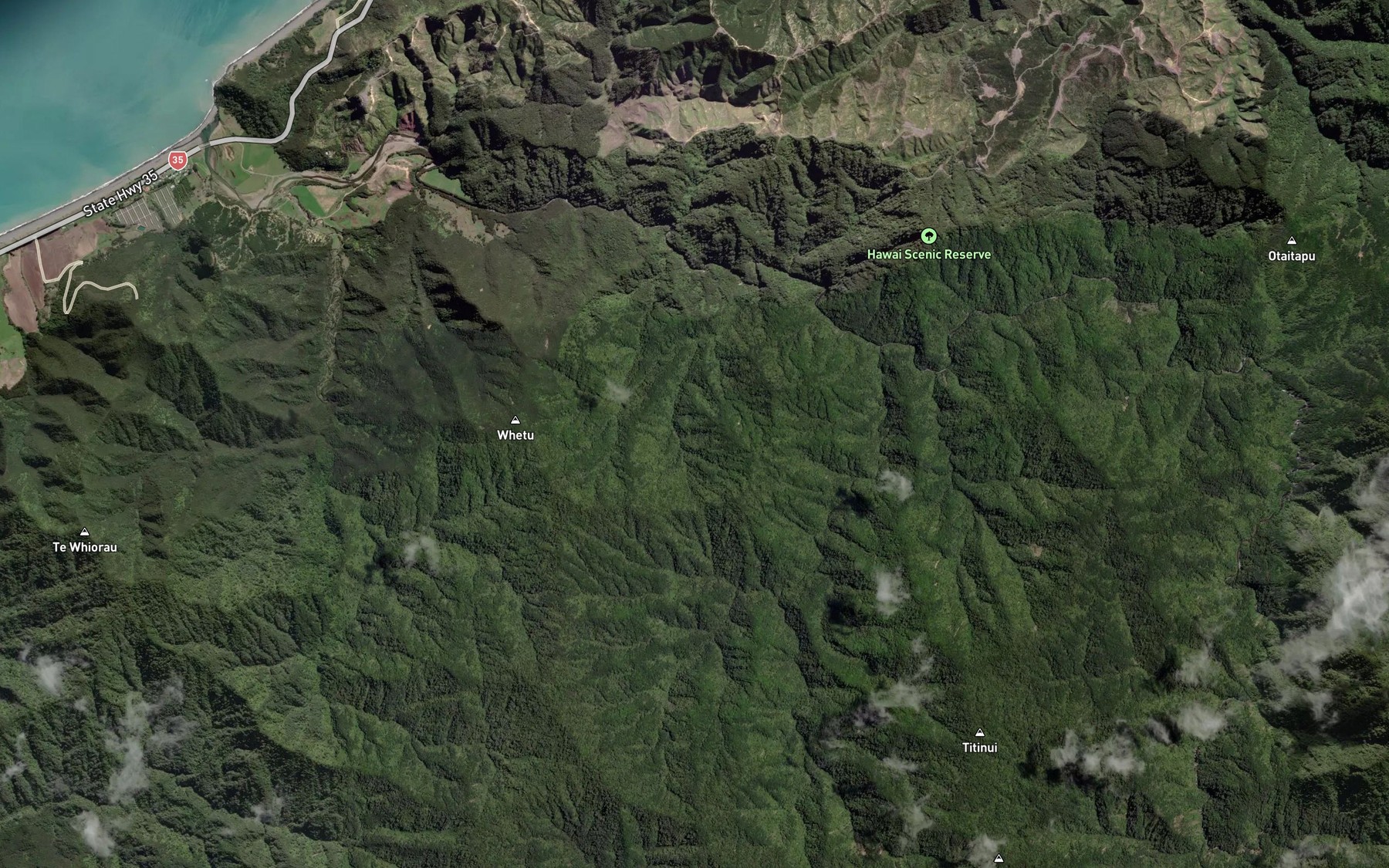 Satellite map of the Titinui Stream