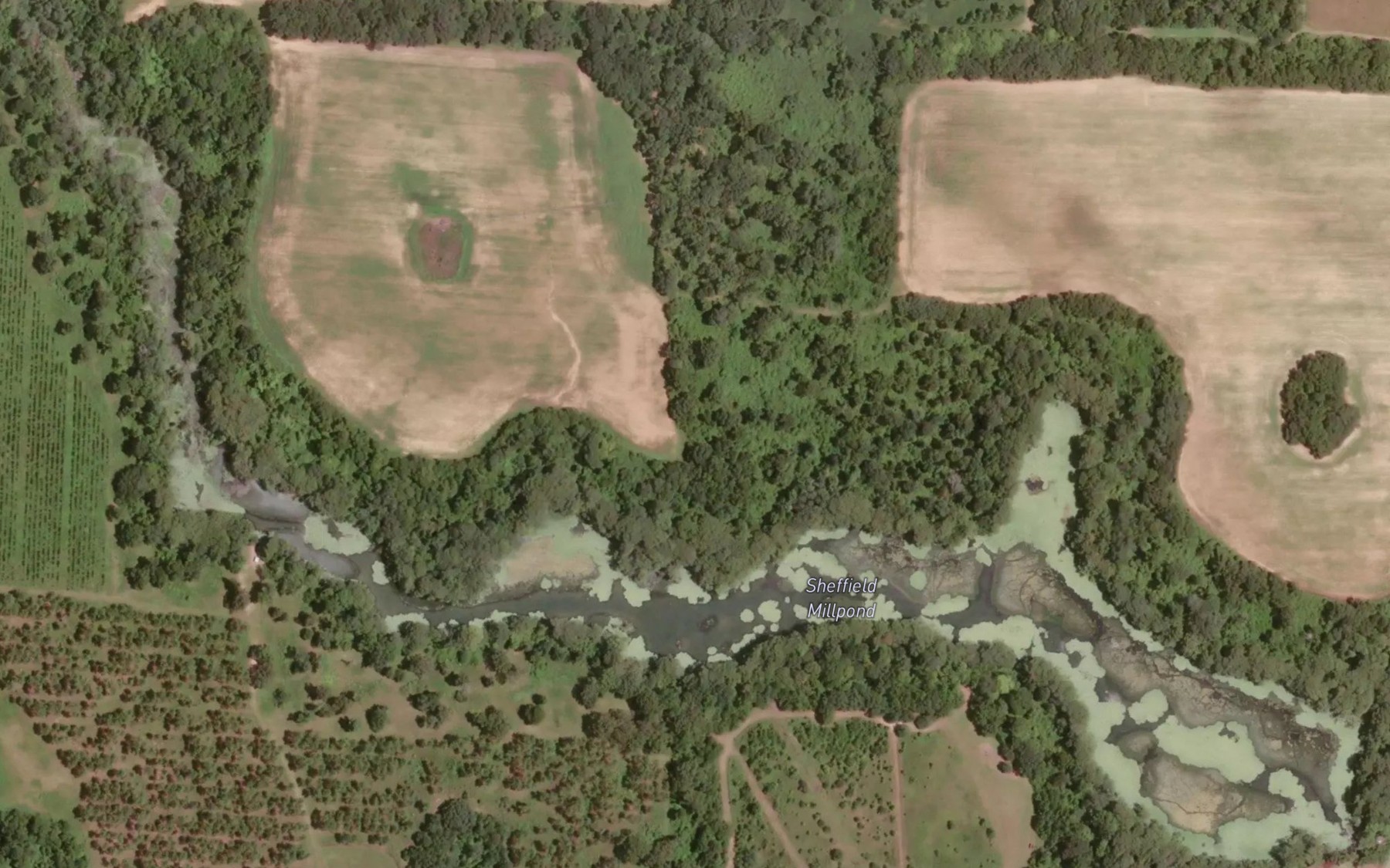 Satellite map of the Sheffield Millpond