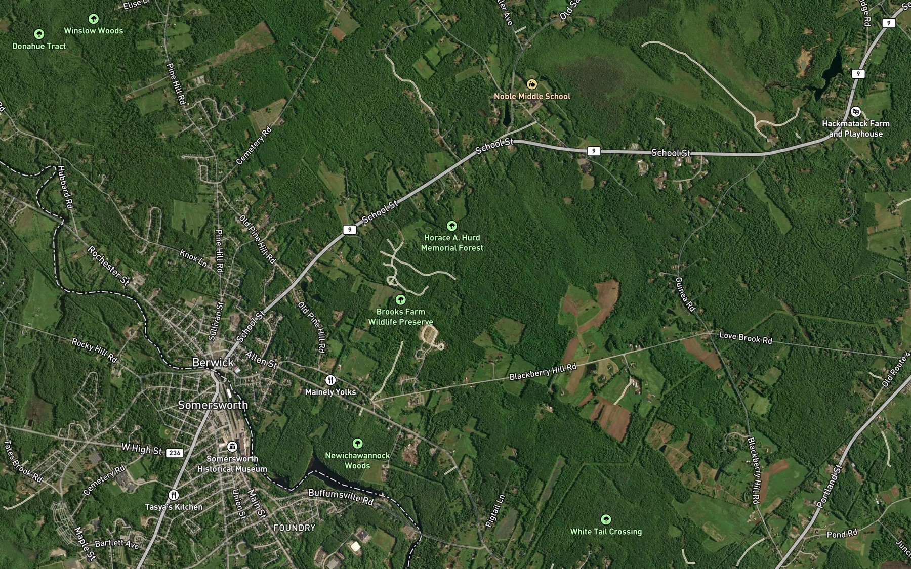 Satellite map of the Coffin Brook